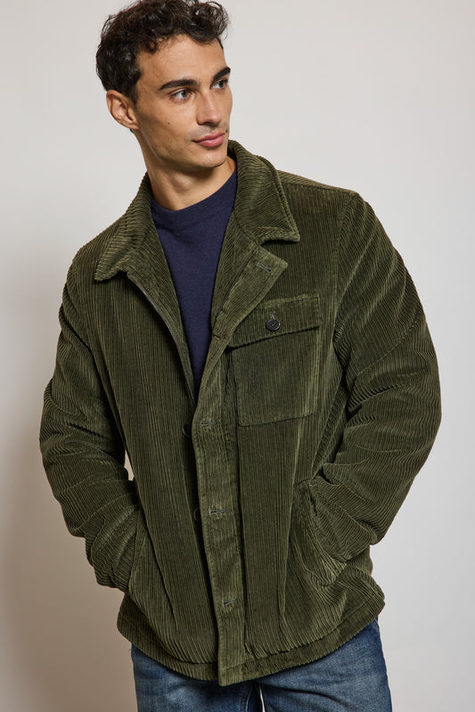 BLOUSON VELOURS CÔTELÉ VERT ANGLAIS