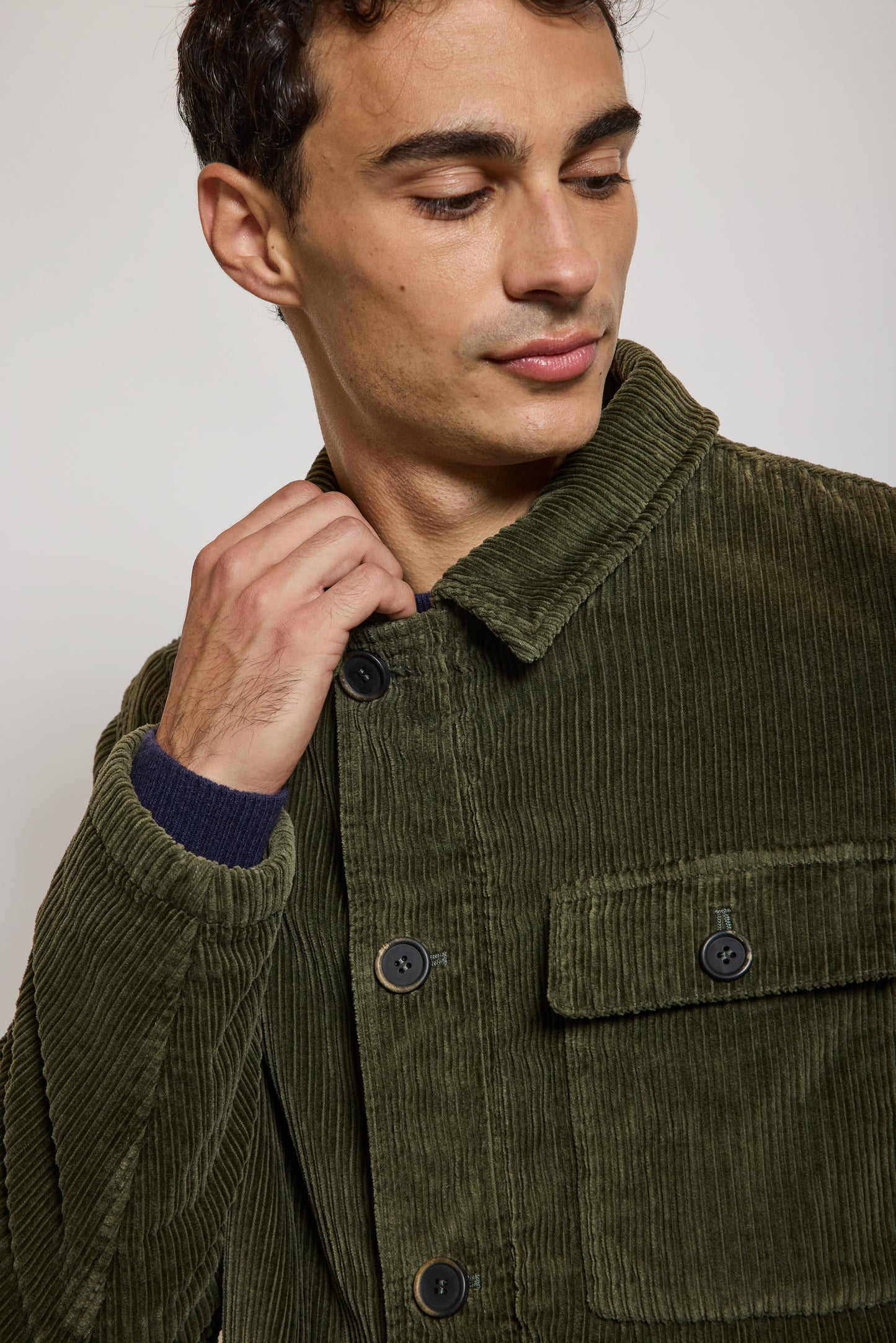 BLOUSON VELOURS CÔTELÉ VERT ANGLAIS