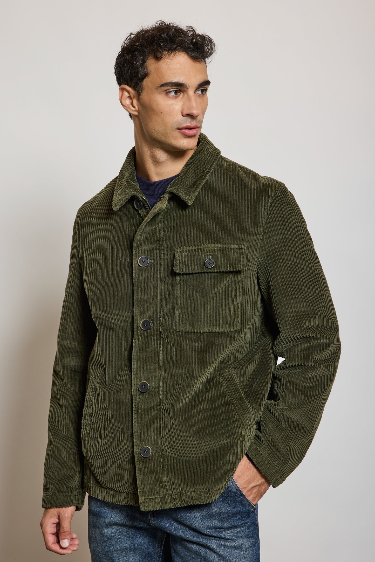 BLOUSON VELOURS CÔTELÉ VERT ANGLAIS