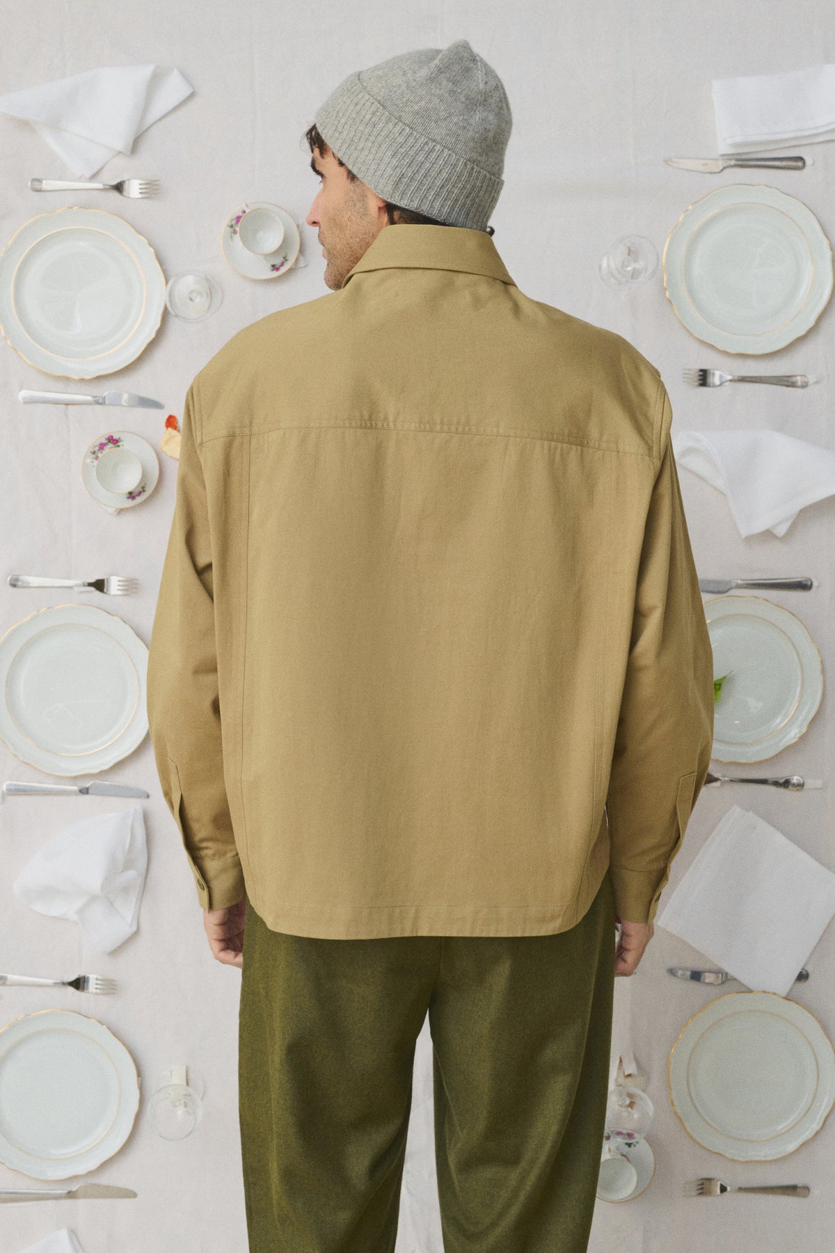 BLOUSON GABARDINE BRODÉE CAMEL
