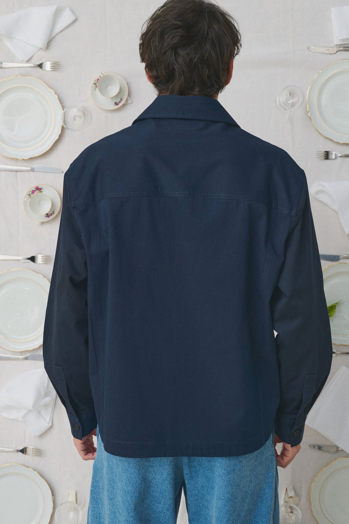 BLOUSON GABARDINE BRODÉE MARINE