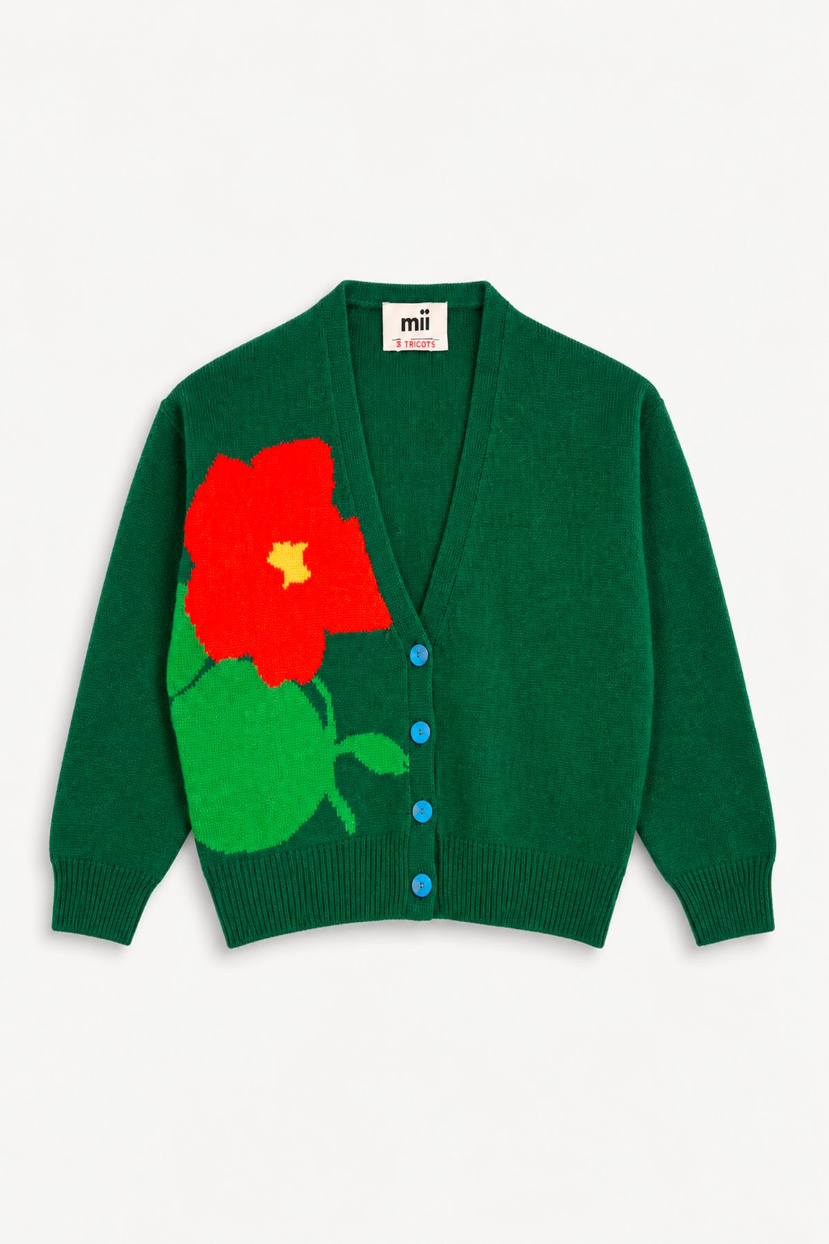 FLOWERS CARDIGAN GREEN