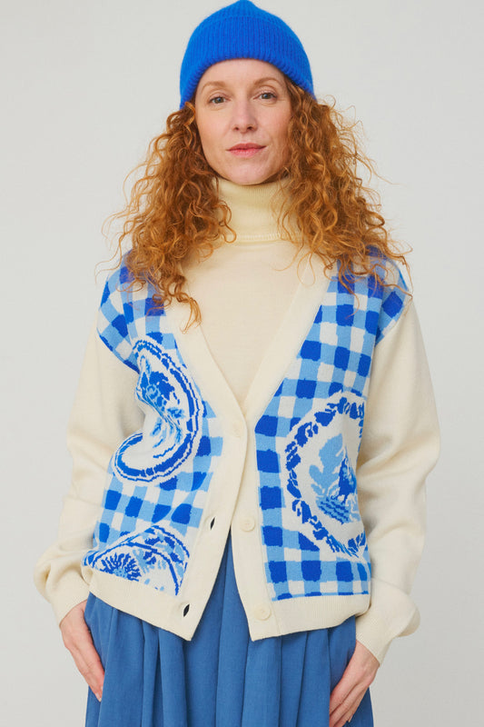CARDIGAN VICHY BLEU