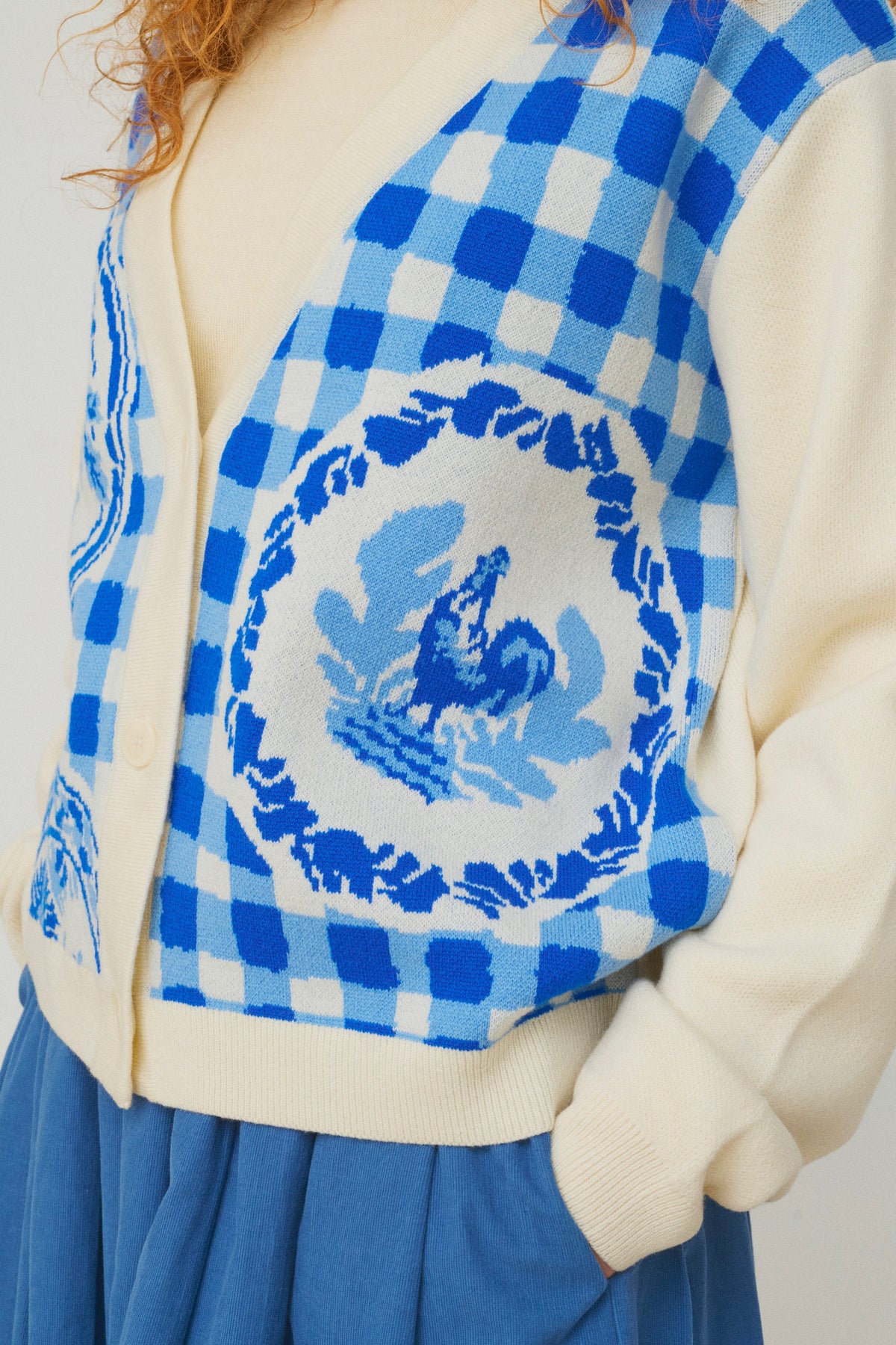 CARDIGAN VICHY BLEU