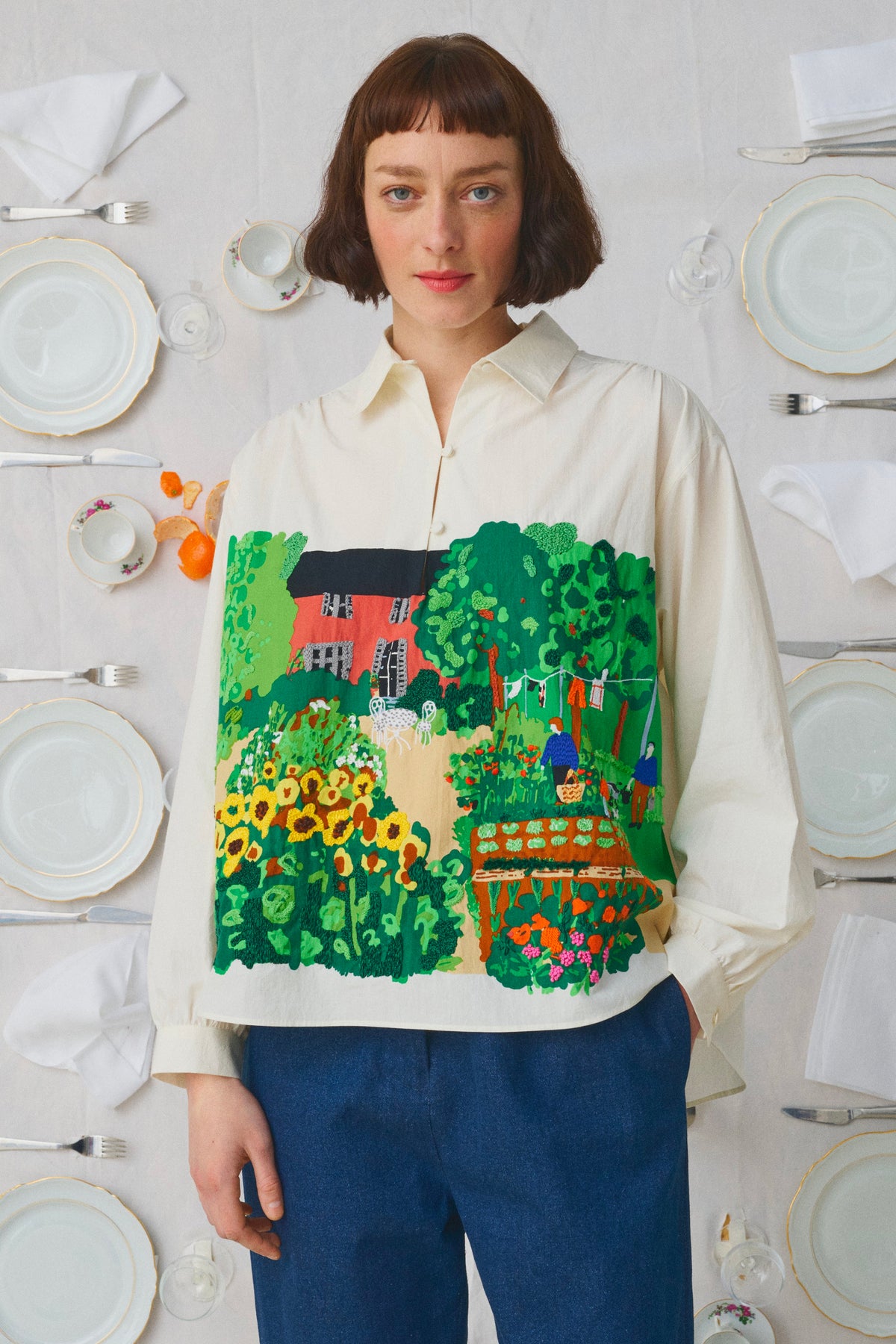 EMBROIDERED GARDEN BLOUSE MULTICOLORED