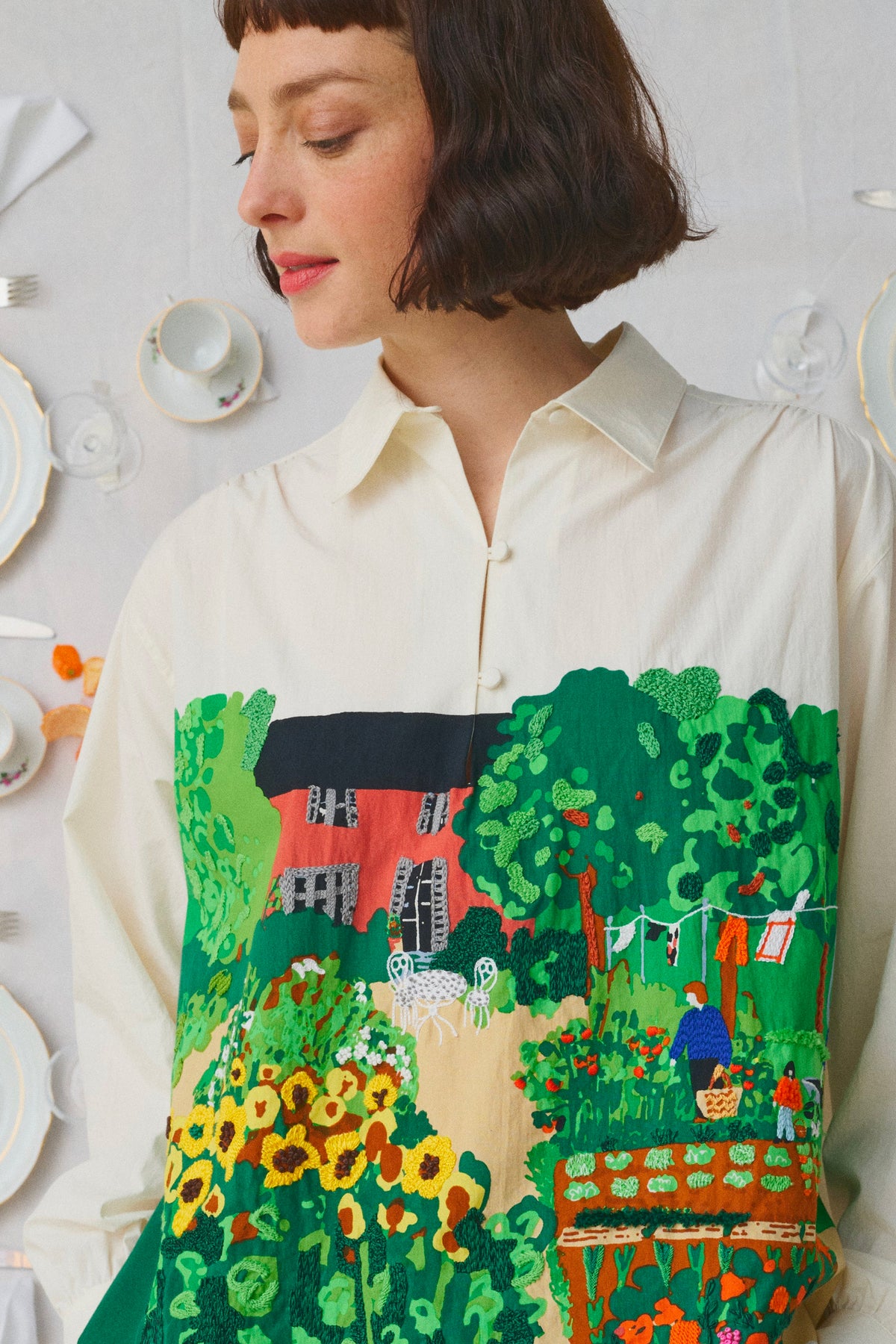 EMBROIDERED GARDEN BLOUSE MULTICOLORED