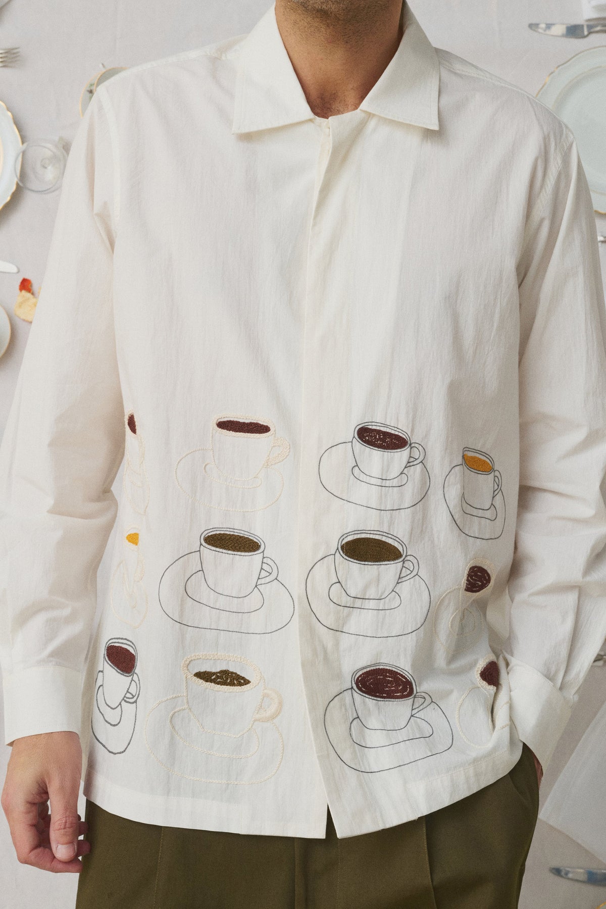 EMBROIDERED SHIRT OFF WHITE