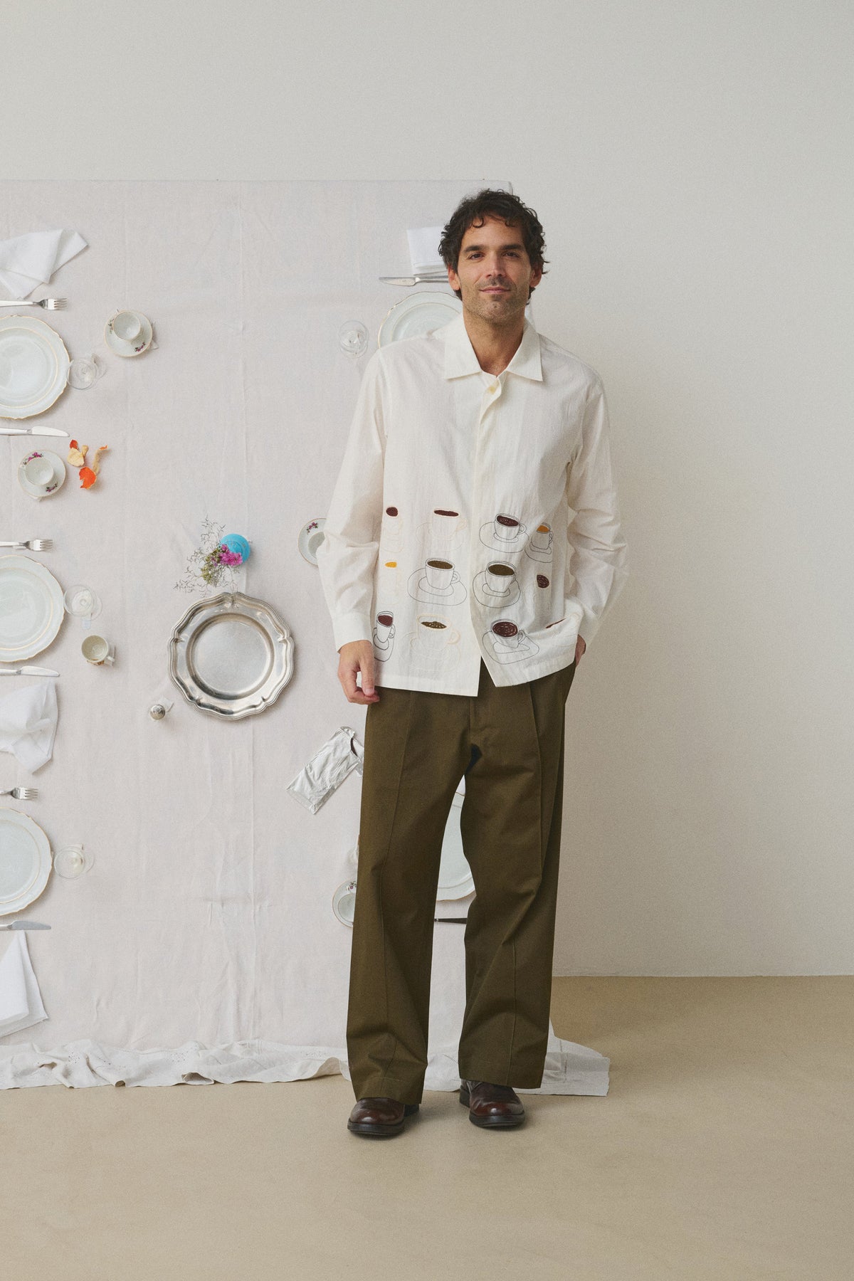 EMBROIDERED SHIRT OFF WHITE