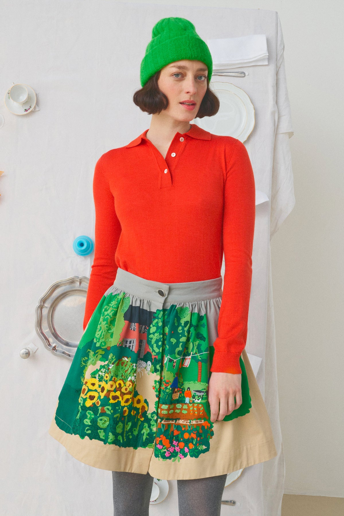 EMBOIDERED SKIRT MULTICOLORED