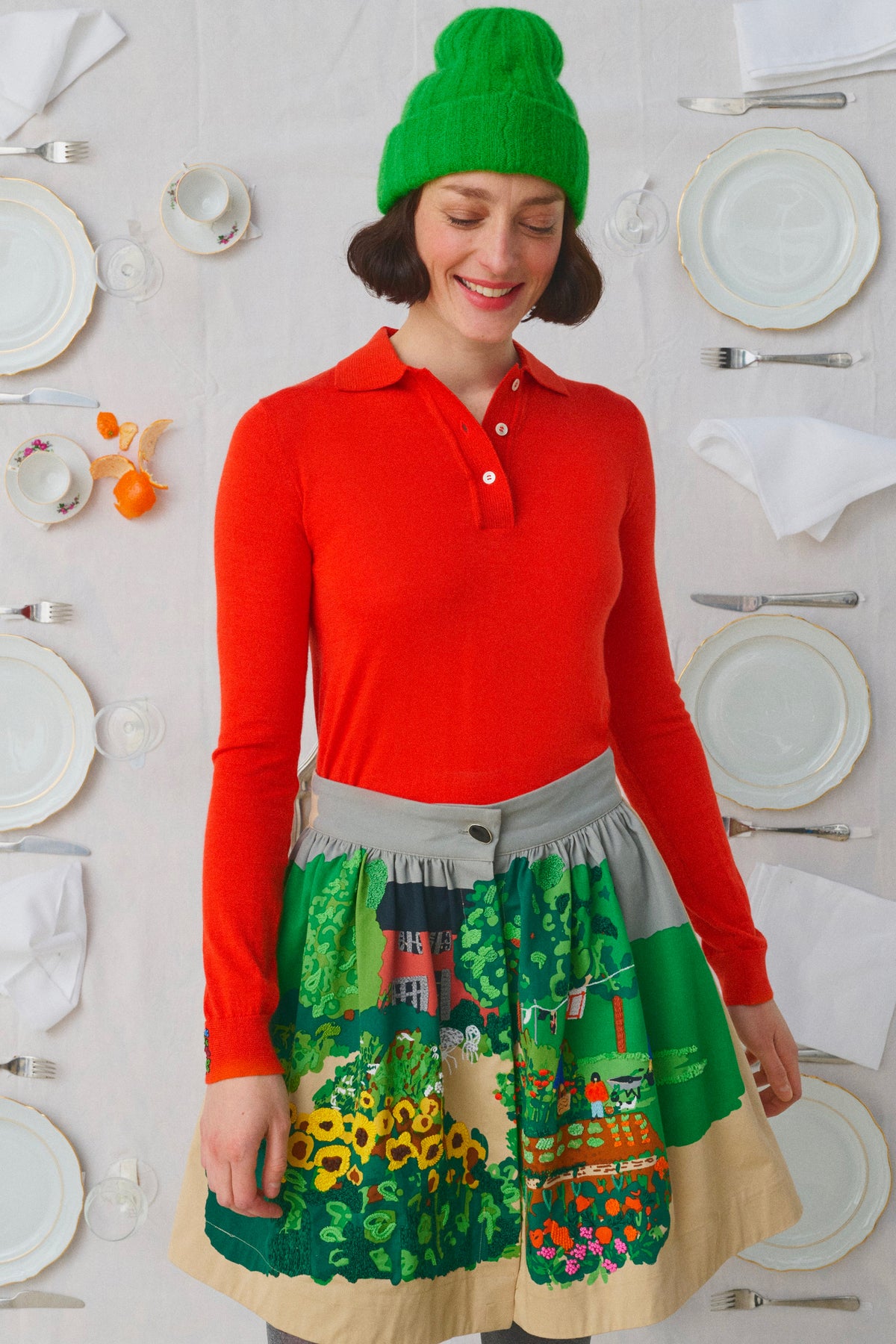 EMBOIDERED SKIRT MULTICOLORED