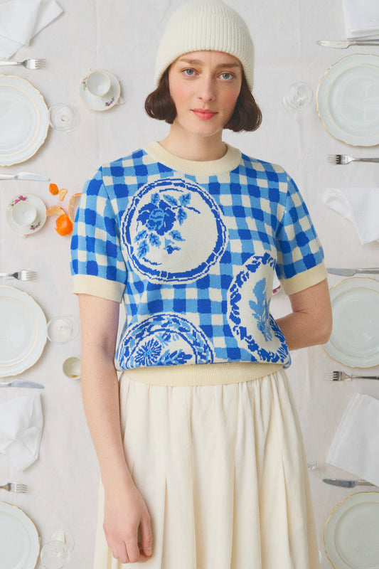 T-SHIRT VICHY BLEU