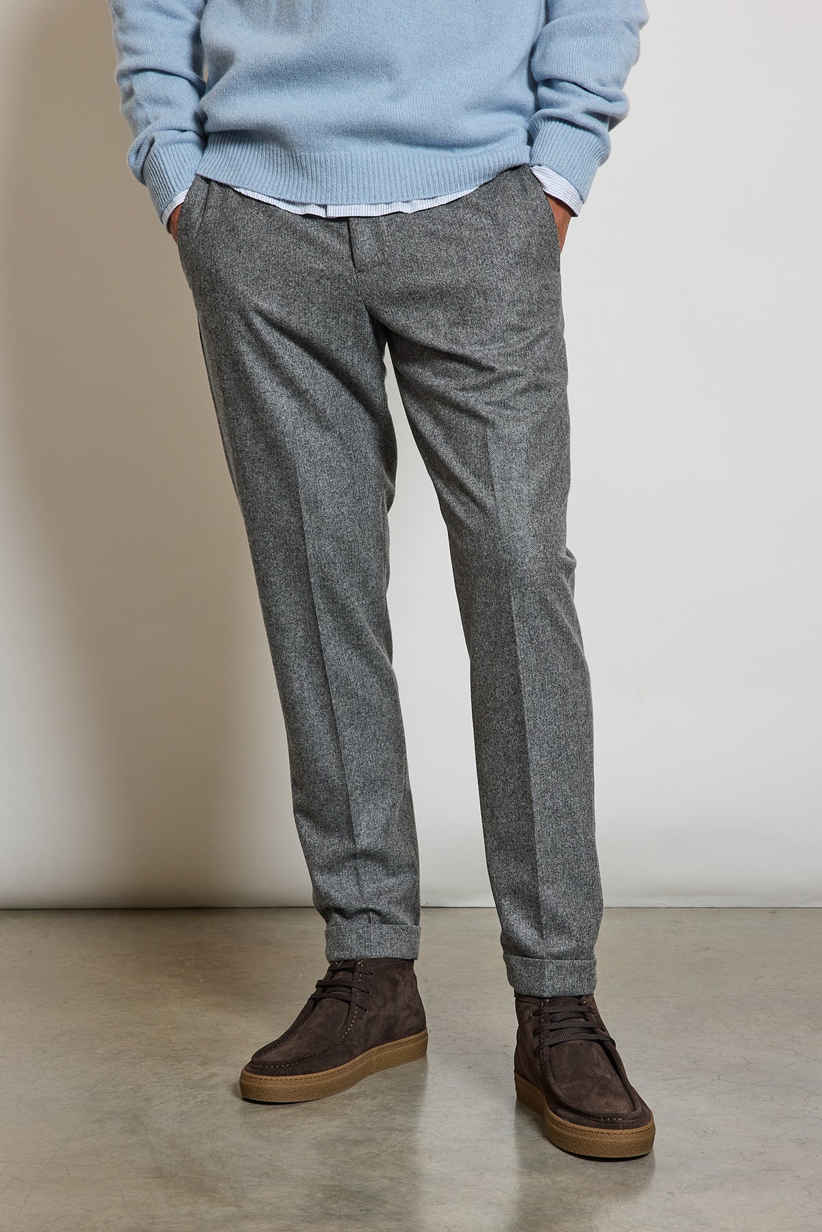 PANTALON EN FLANELLE GRIS