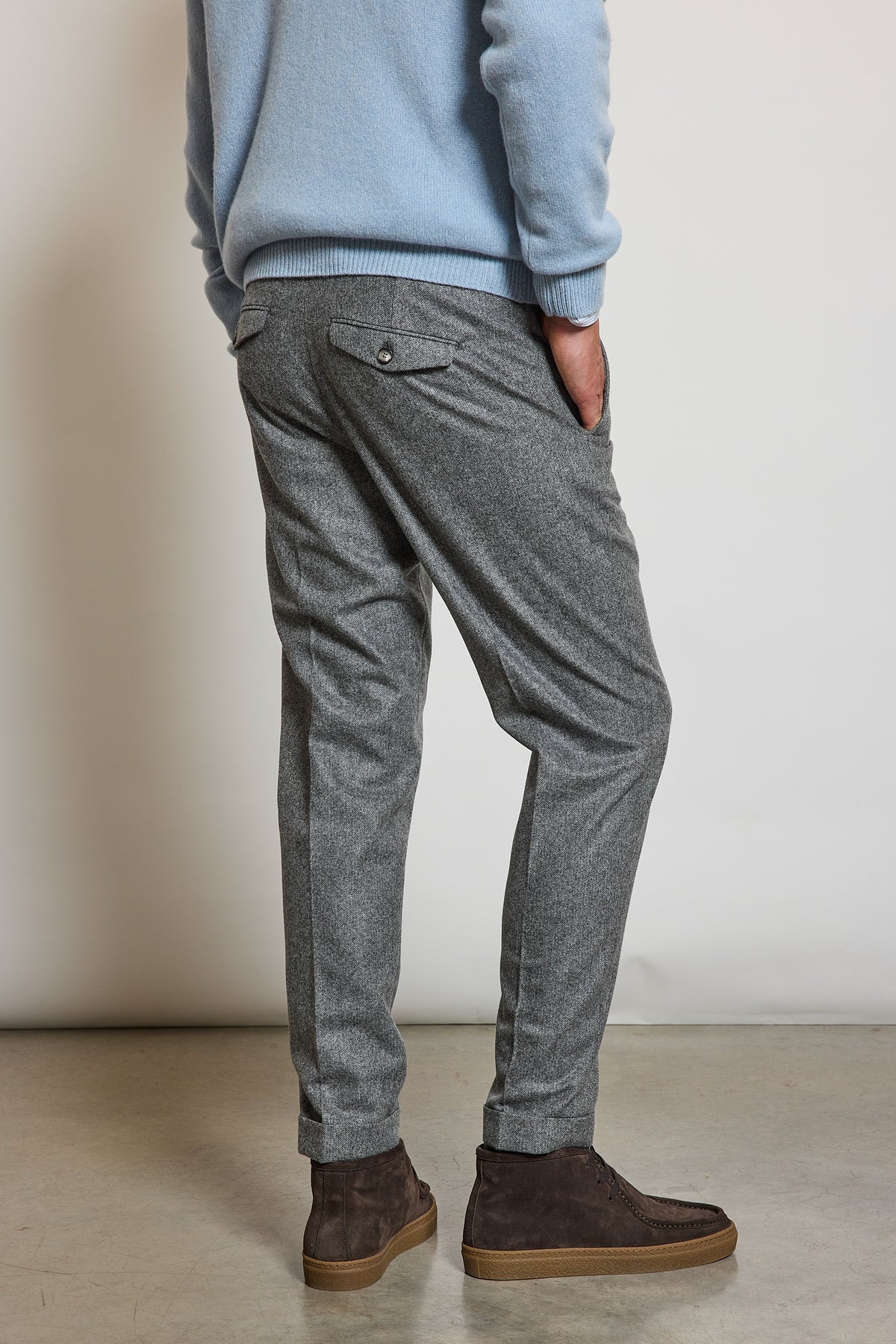 PANTALON EN FLANELLE GRIS