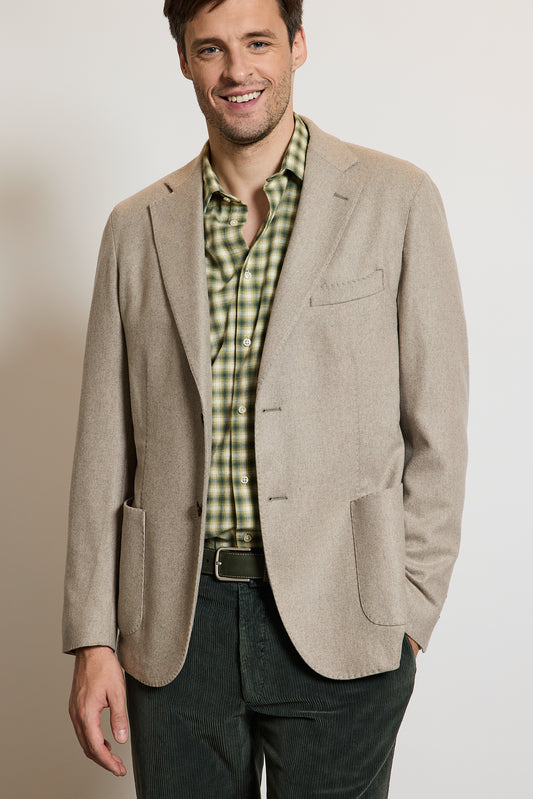 VESTE EN CACHEMIRE STRETCH BEIGE