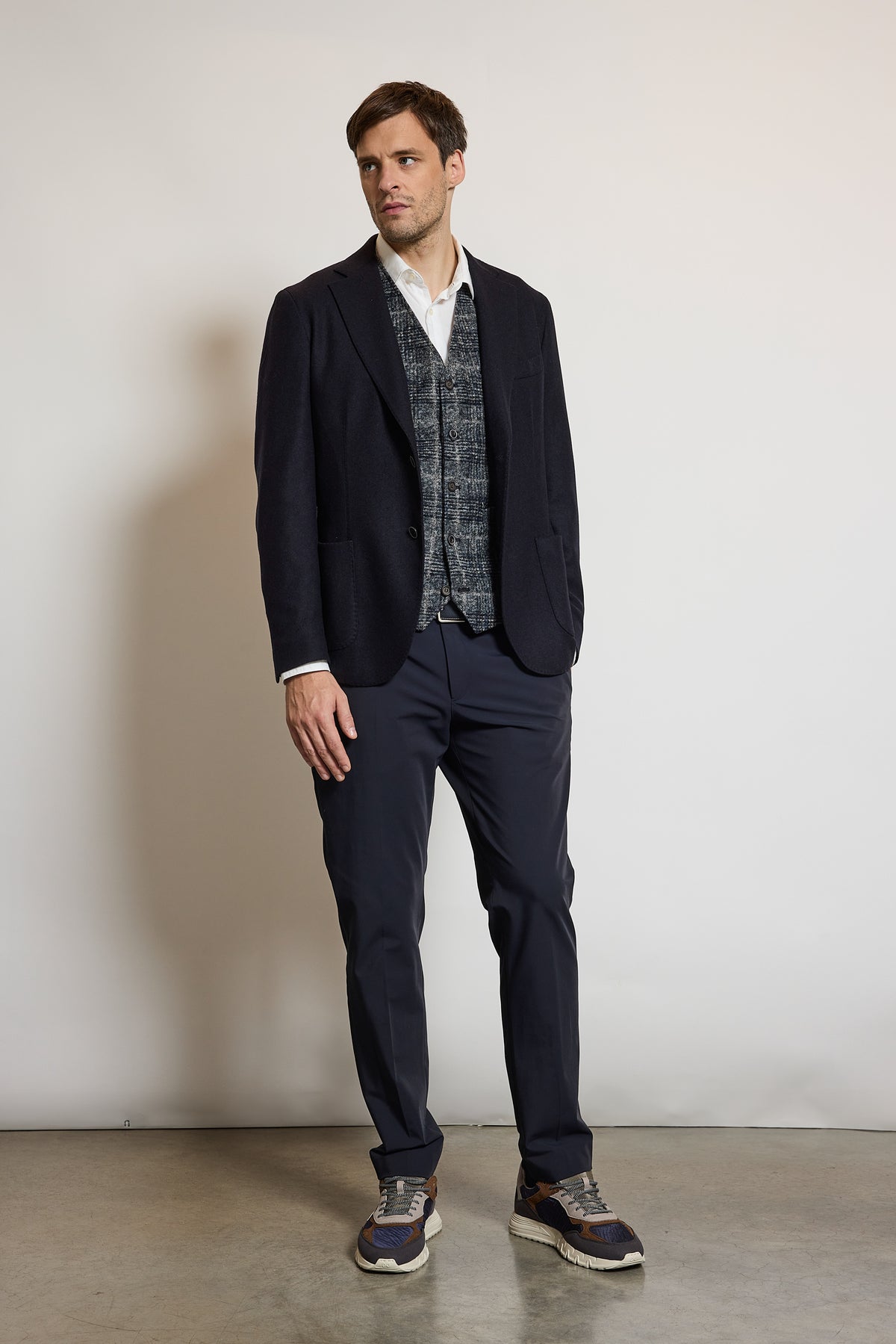 VESTE EN CACHEMIRE STRETCH MARINE