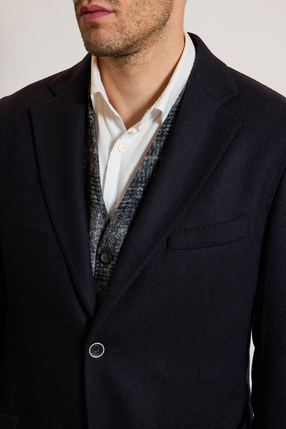 VESTE EN CACHEMIRE STRETCH MARINE