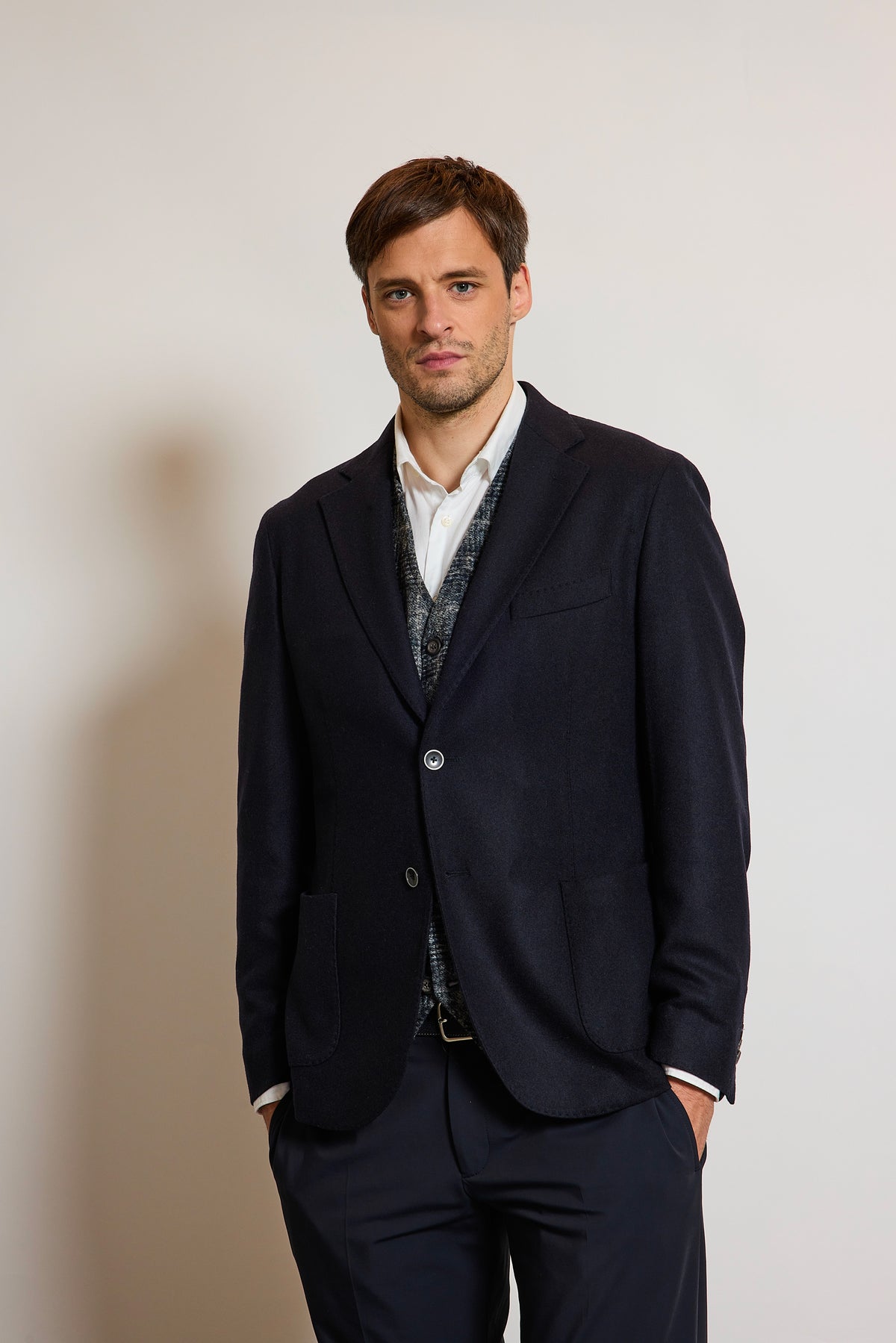 VESTE EN CACHEMIRE STRETCH MARINE