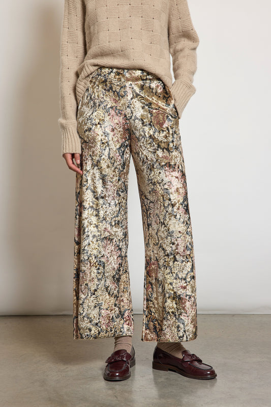 PANTALON EN JERSEY DE VELOURS BEIGE