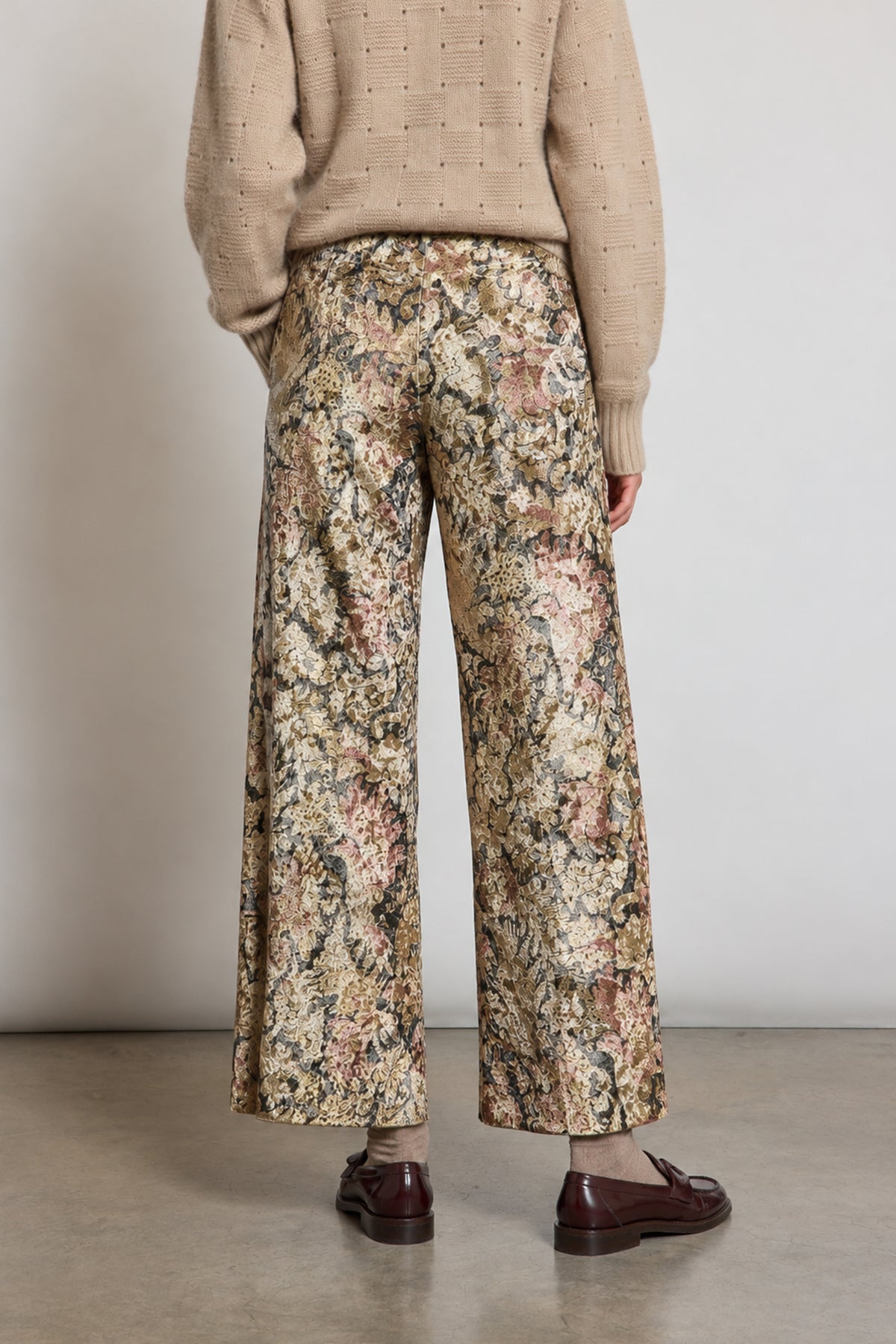 PANTALON EN JERSEY DE VELOURS BEIGE