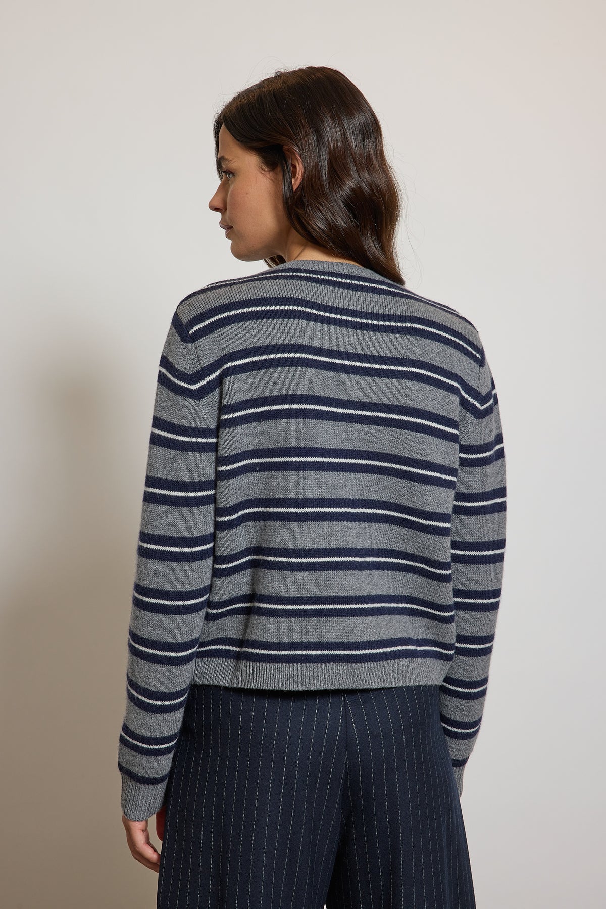 STRIPED CARDIGAN NAVY