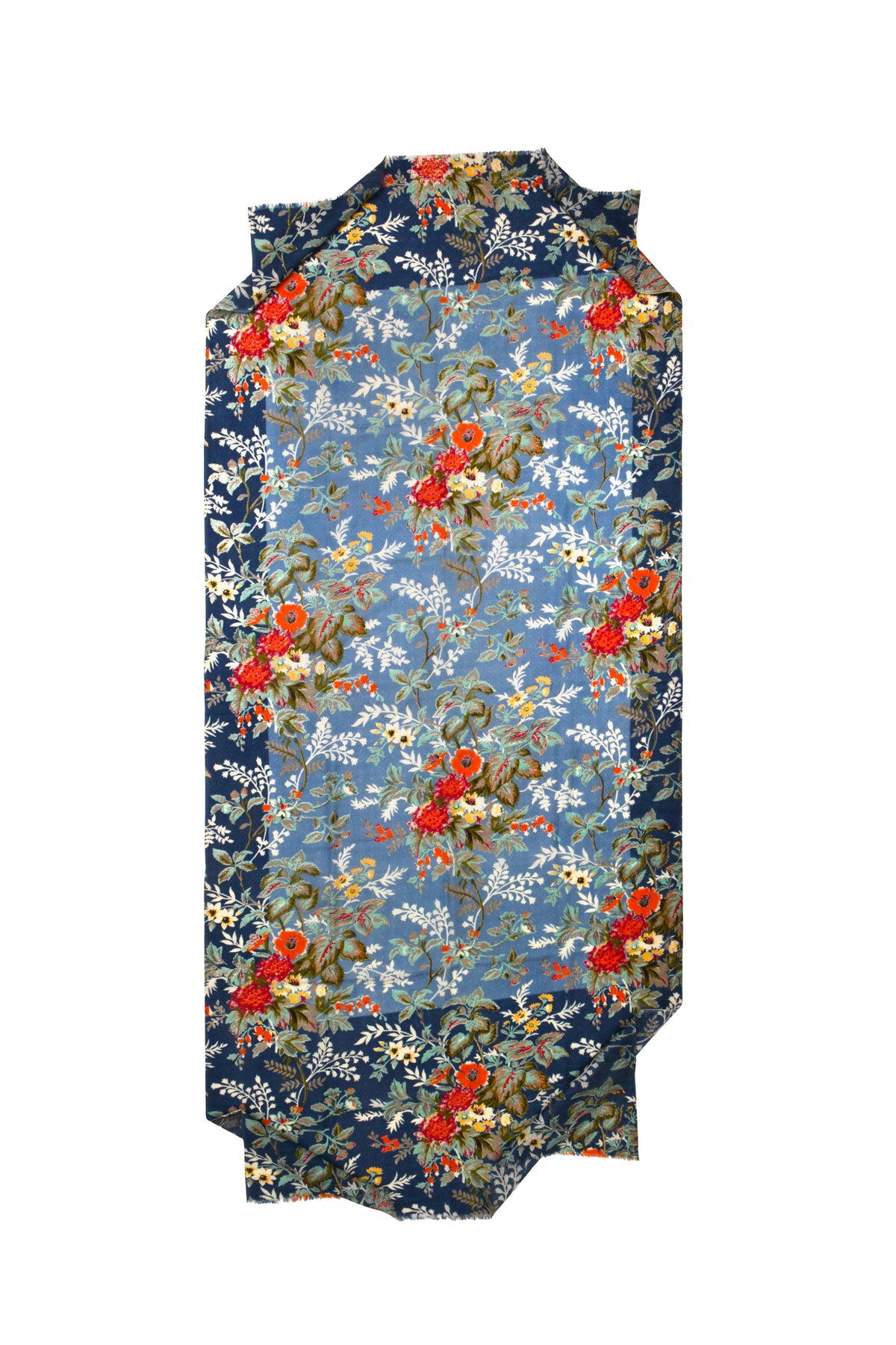 SCARF WITH FLOWERS BLUE
