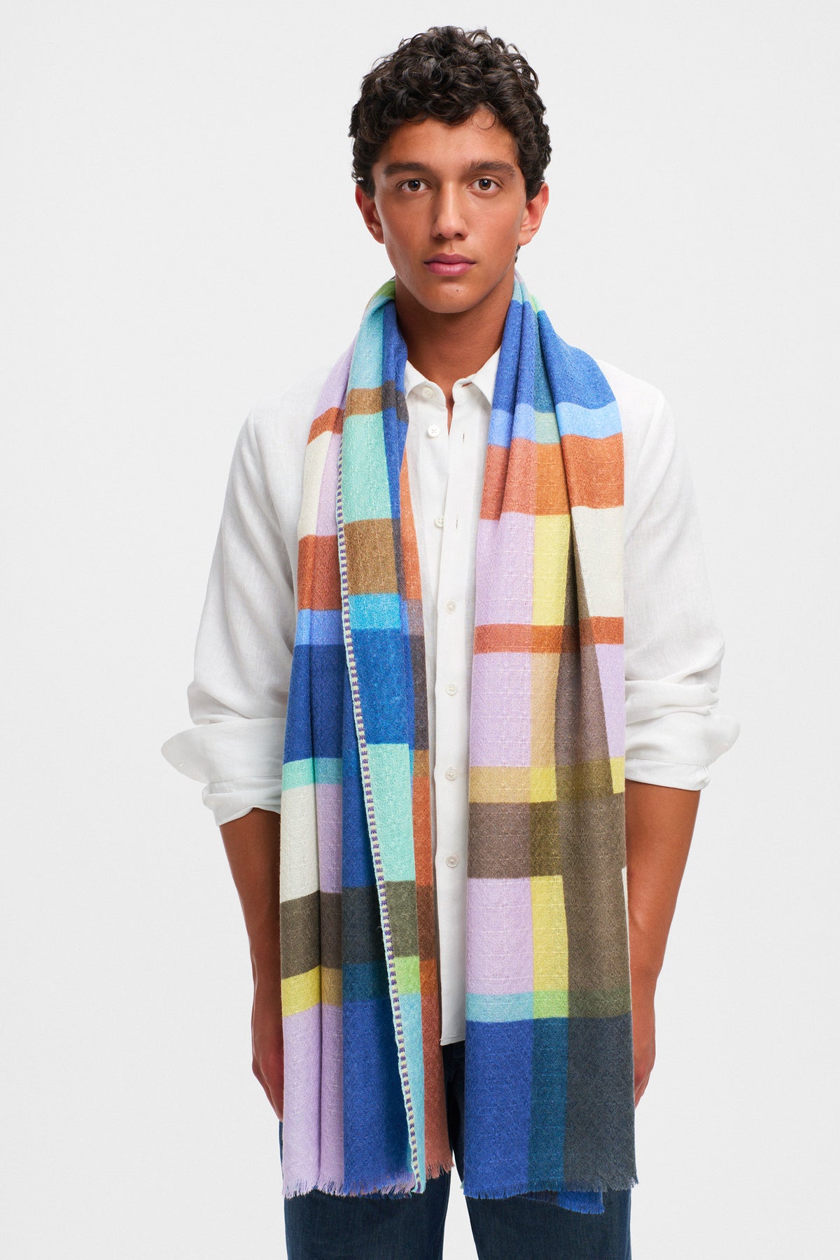 SCARF WITH CHECKS MULTICOLORED
