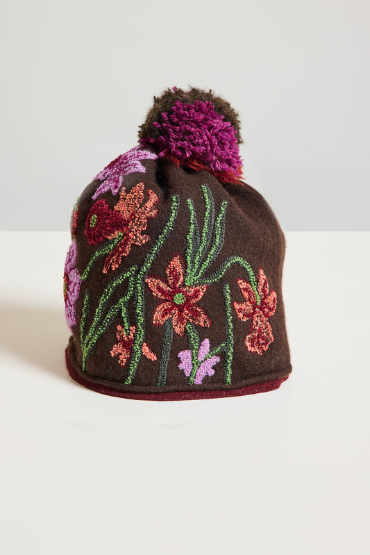 BONNET EN FEUTRE BRODÉ CHOCO