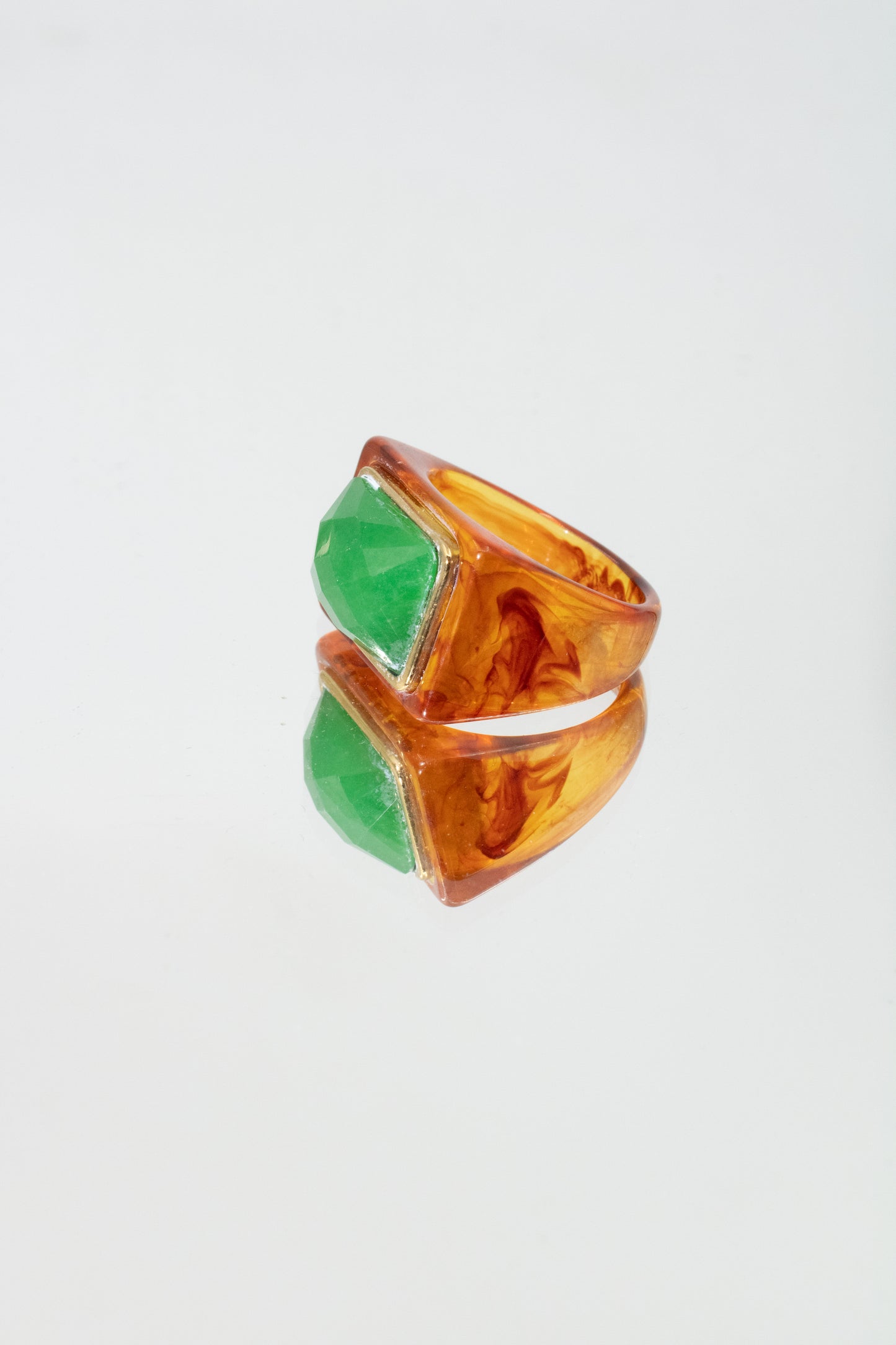 BAGUE UNO AMBRE QUARTZ VERT