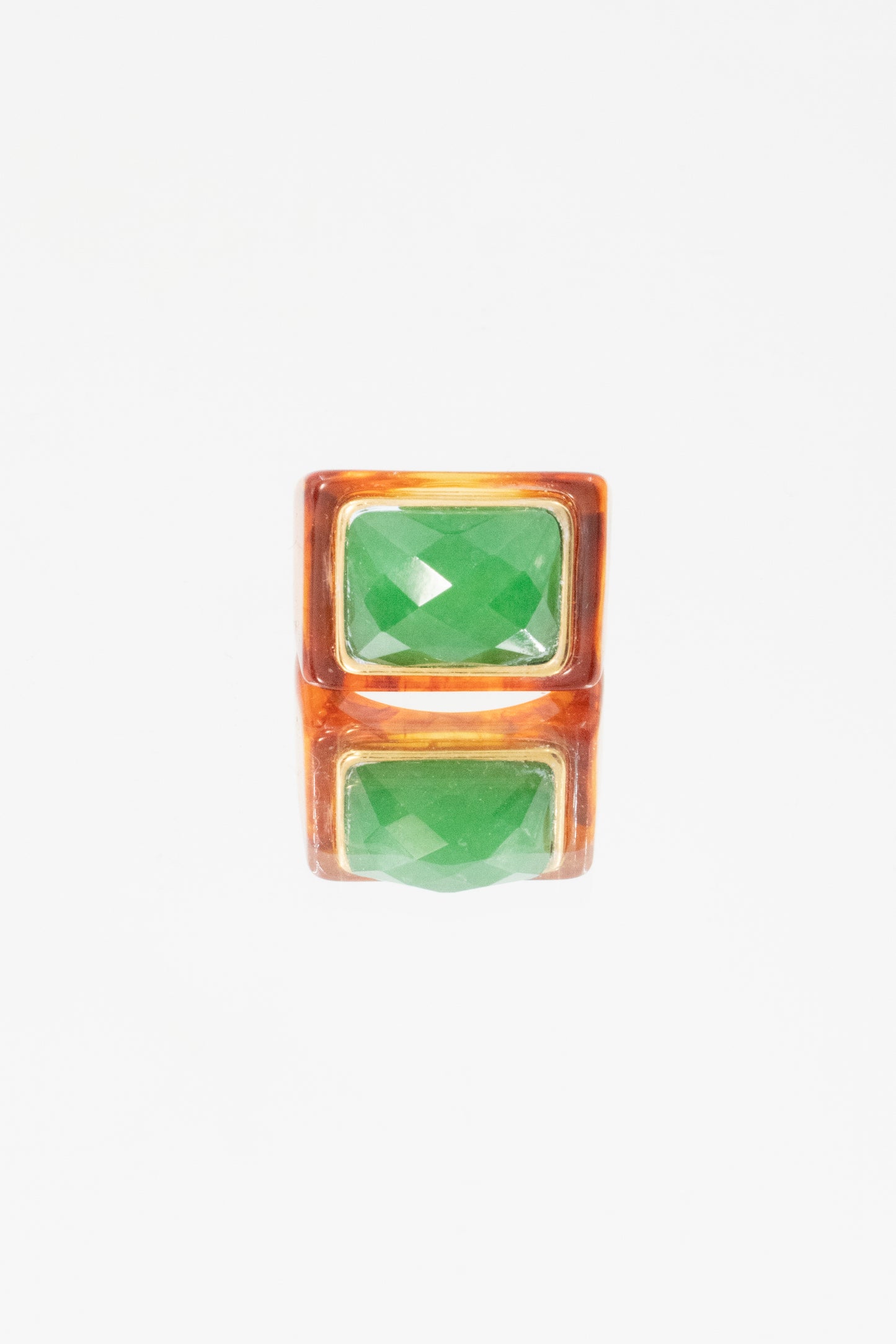 BAGUE UNO AMBRE QUARTZ VERT