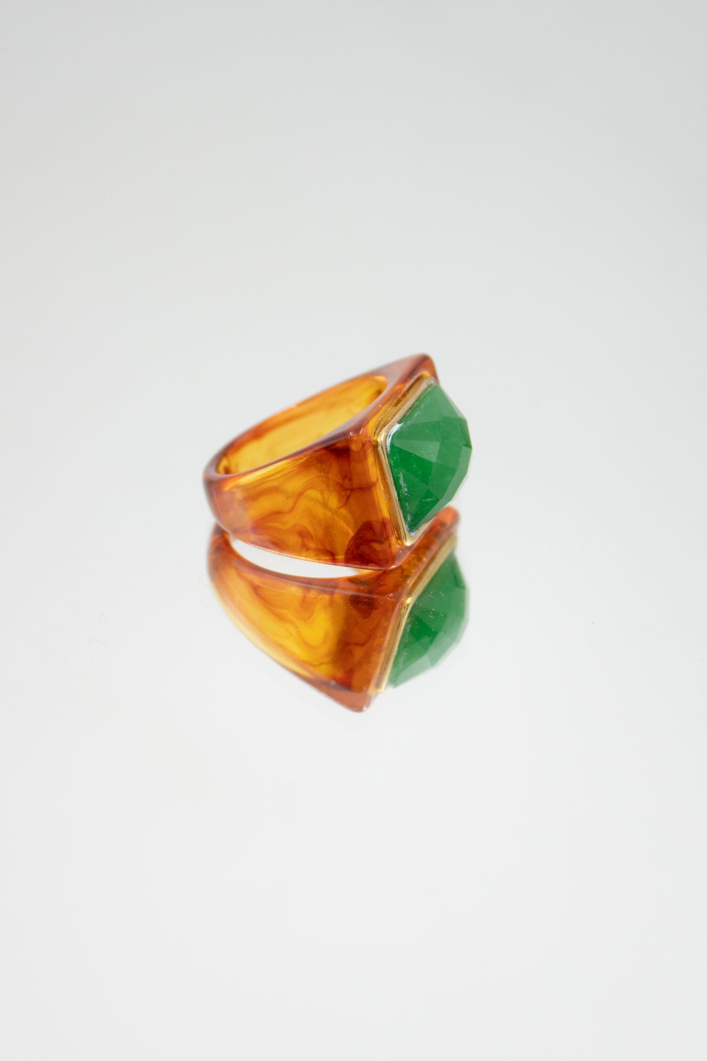 BAGUE UNO AMBRE QUARTZ VERT