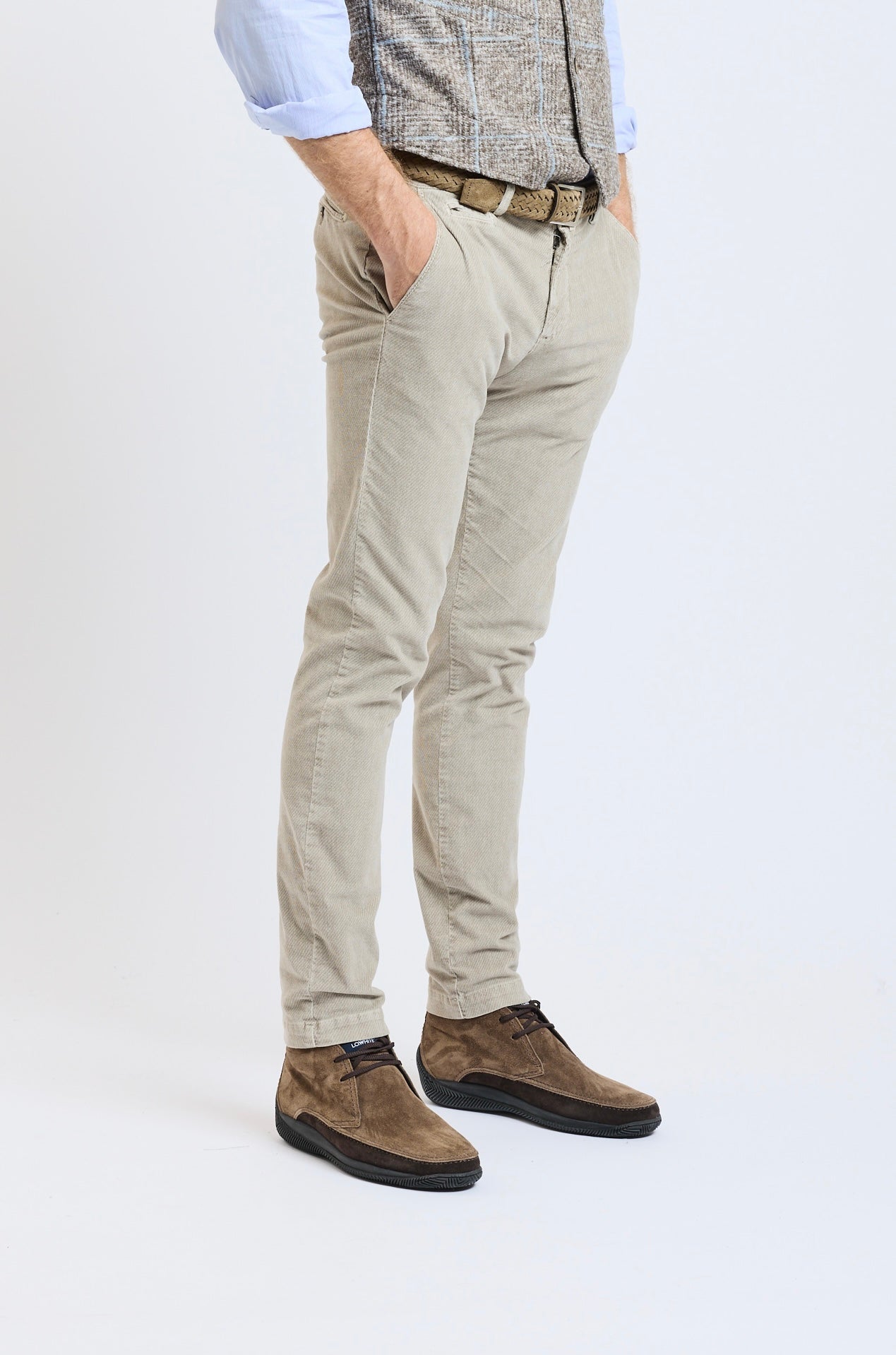 PANTALON VELOURS DIAGONALES BEIGE