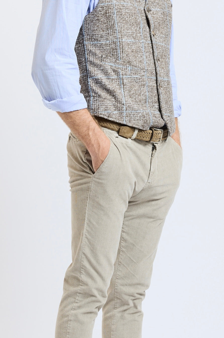 PANTALON VELOURS DIAGONALES BEIGE