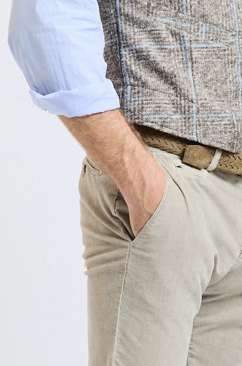 PANTALON VELOURS DIAGONALES BEIGE