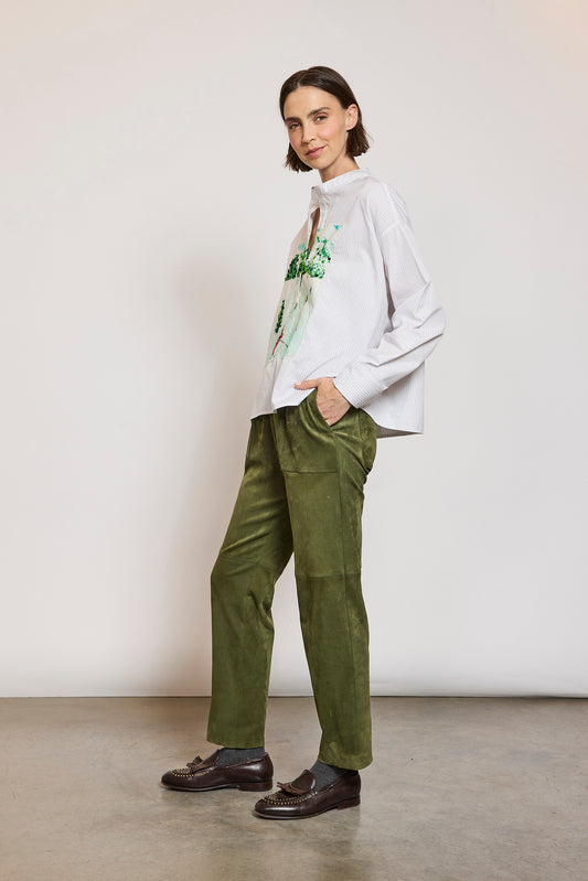 PANTALON EN PEAU STRETCH AVOCAT