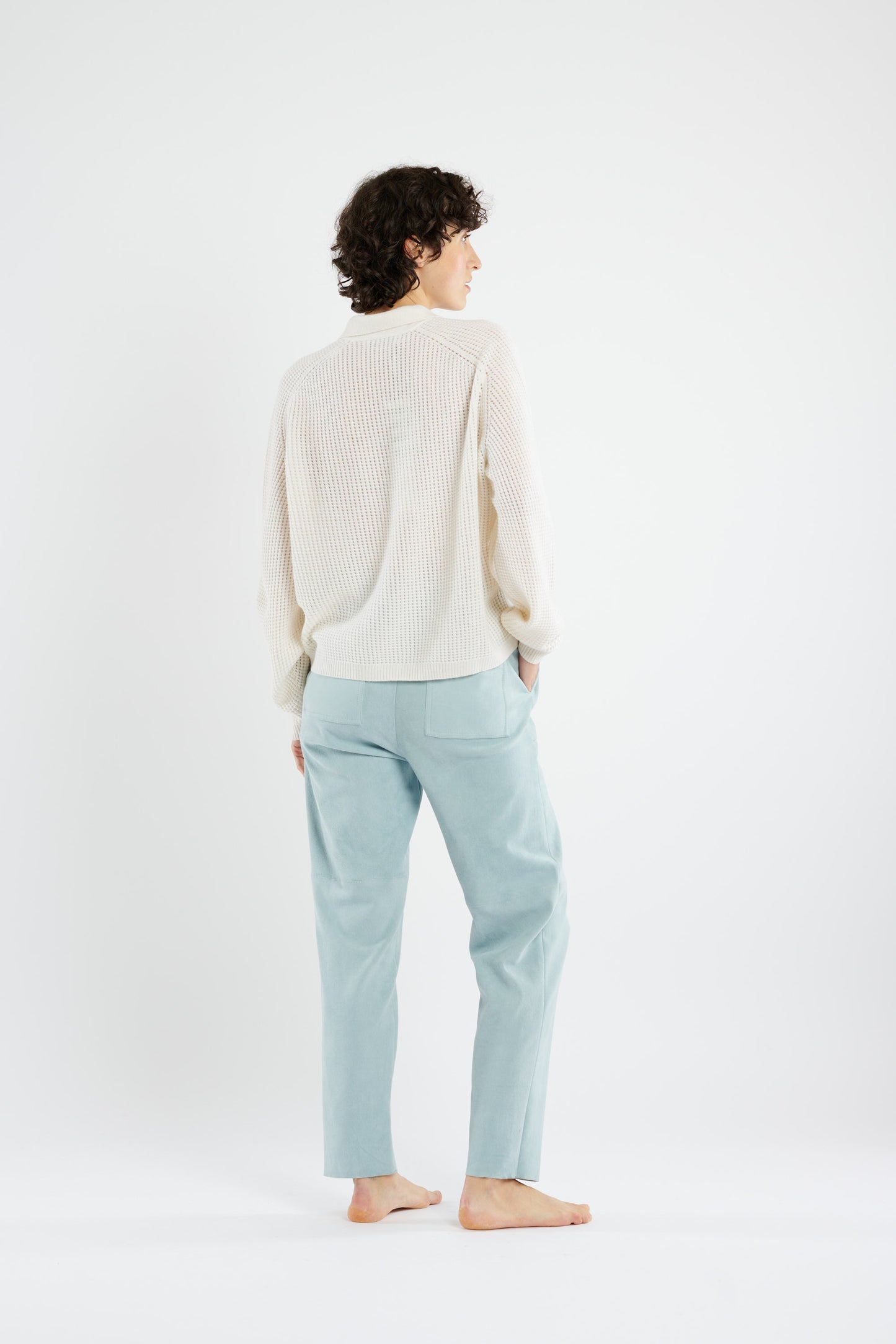 PANTALON EN PEAU STRETCH CIEL