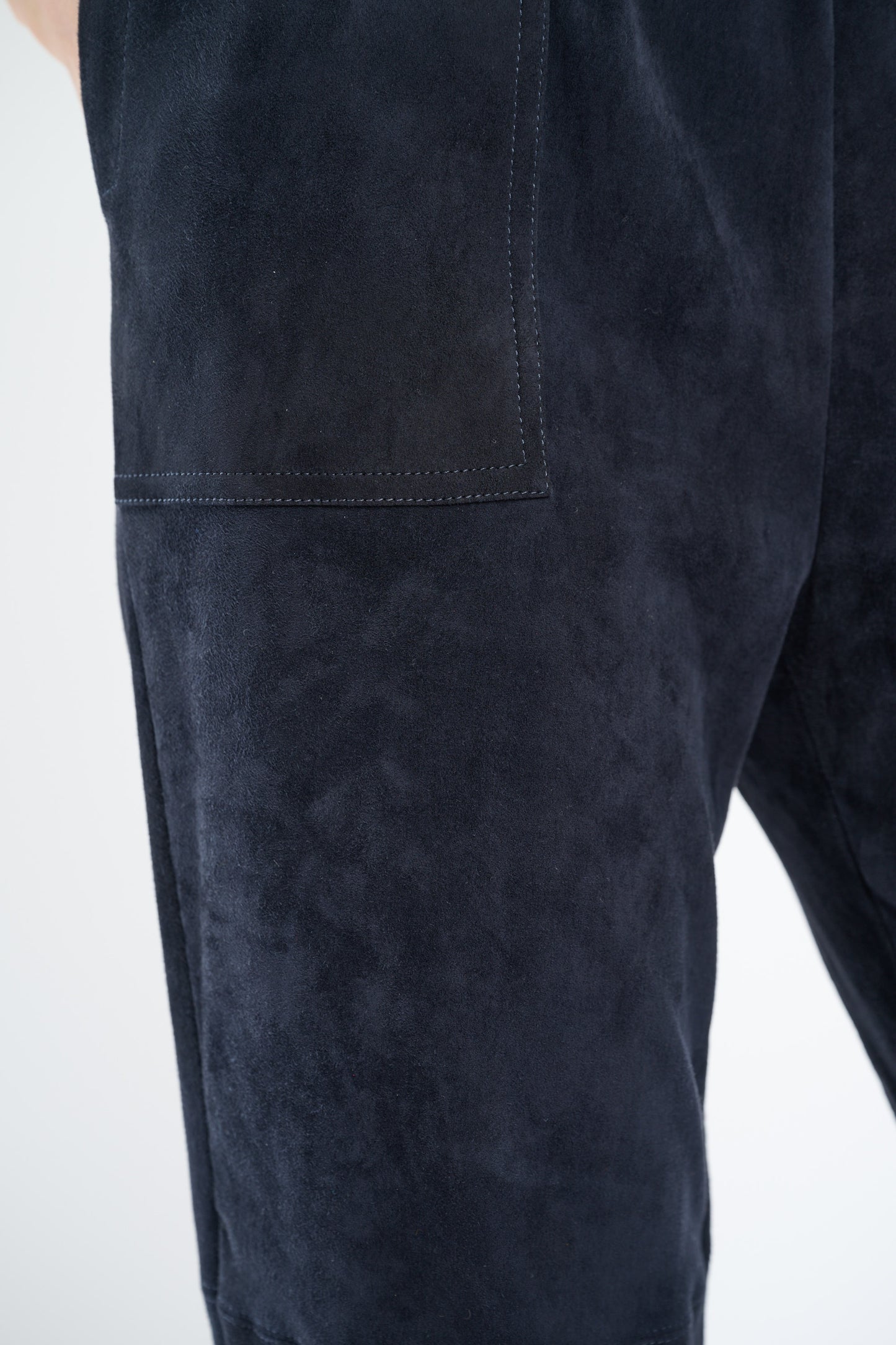 PANTALON EN PEAU STRETCH MARINE