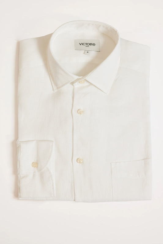 CHEMISE AJUSTÉE EN LIN BLANC