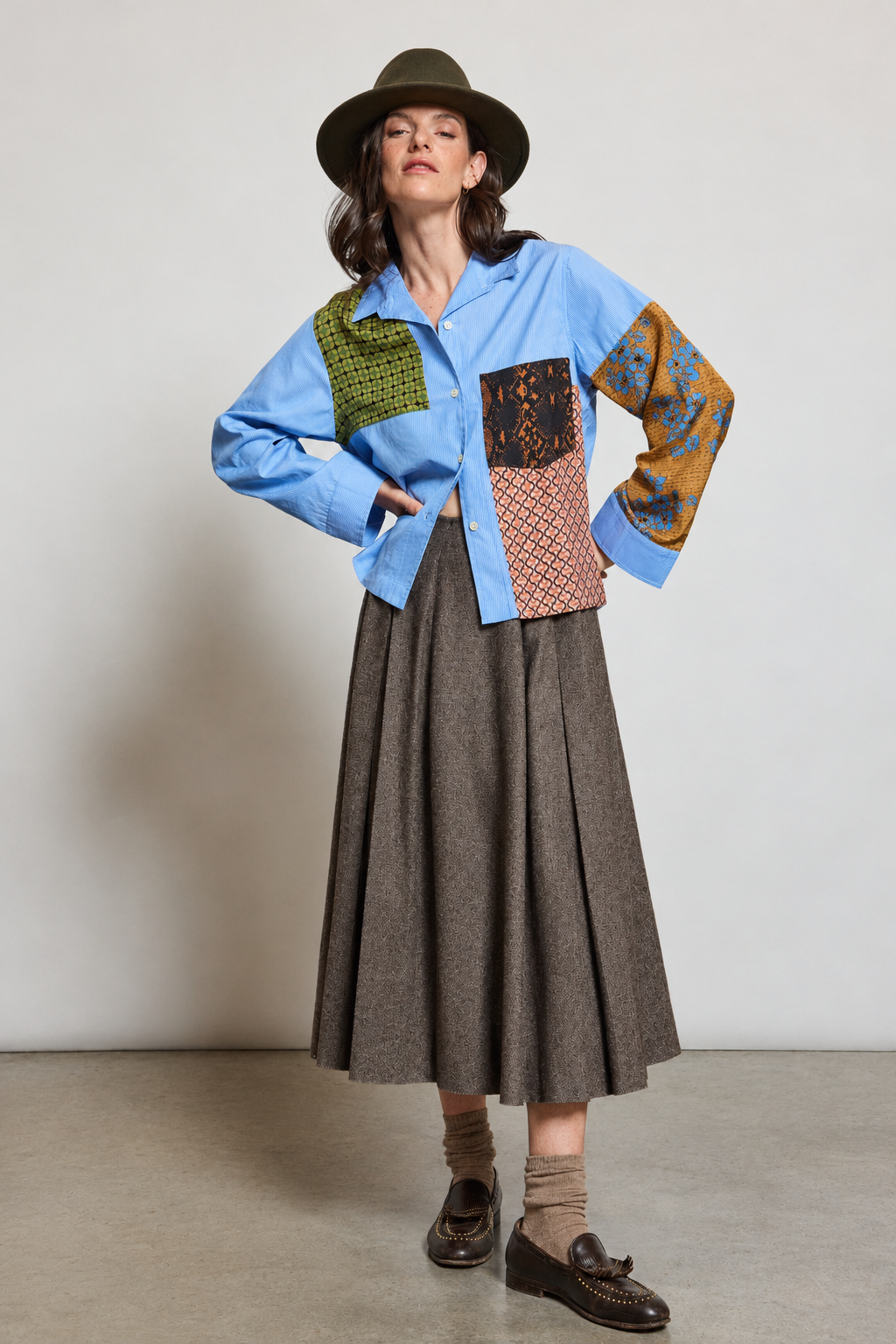 FLANNEL SKIRT TAUPE