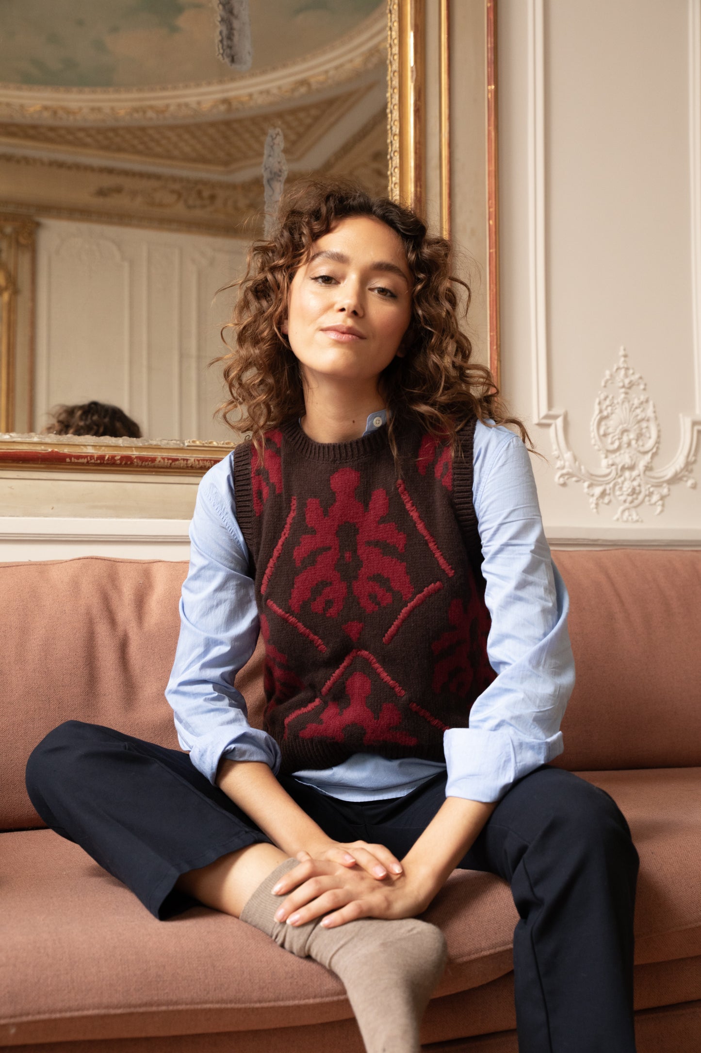 CASHMERE AND WOOL JACQUARD COCOA