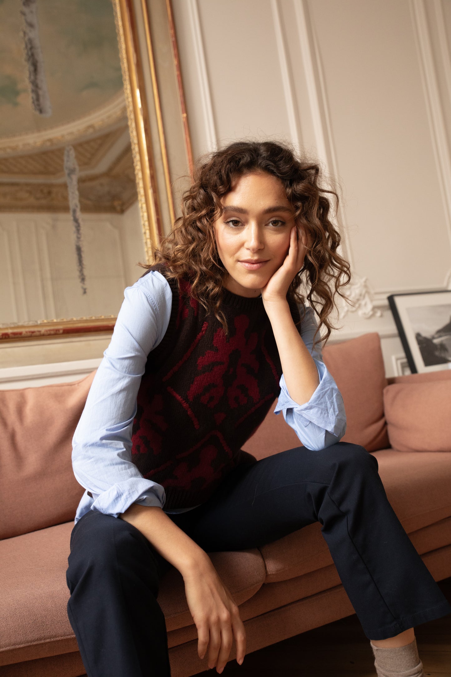 CASHMERE AND WOOL JACQUARD COCOA