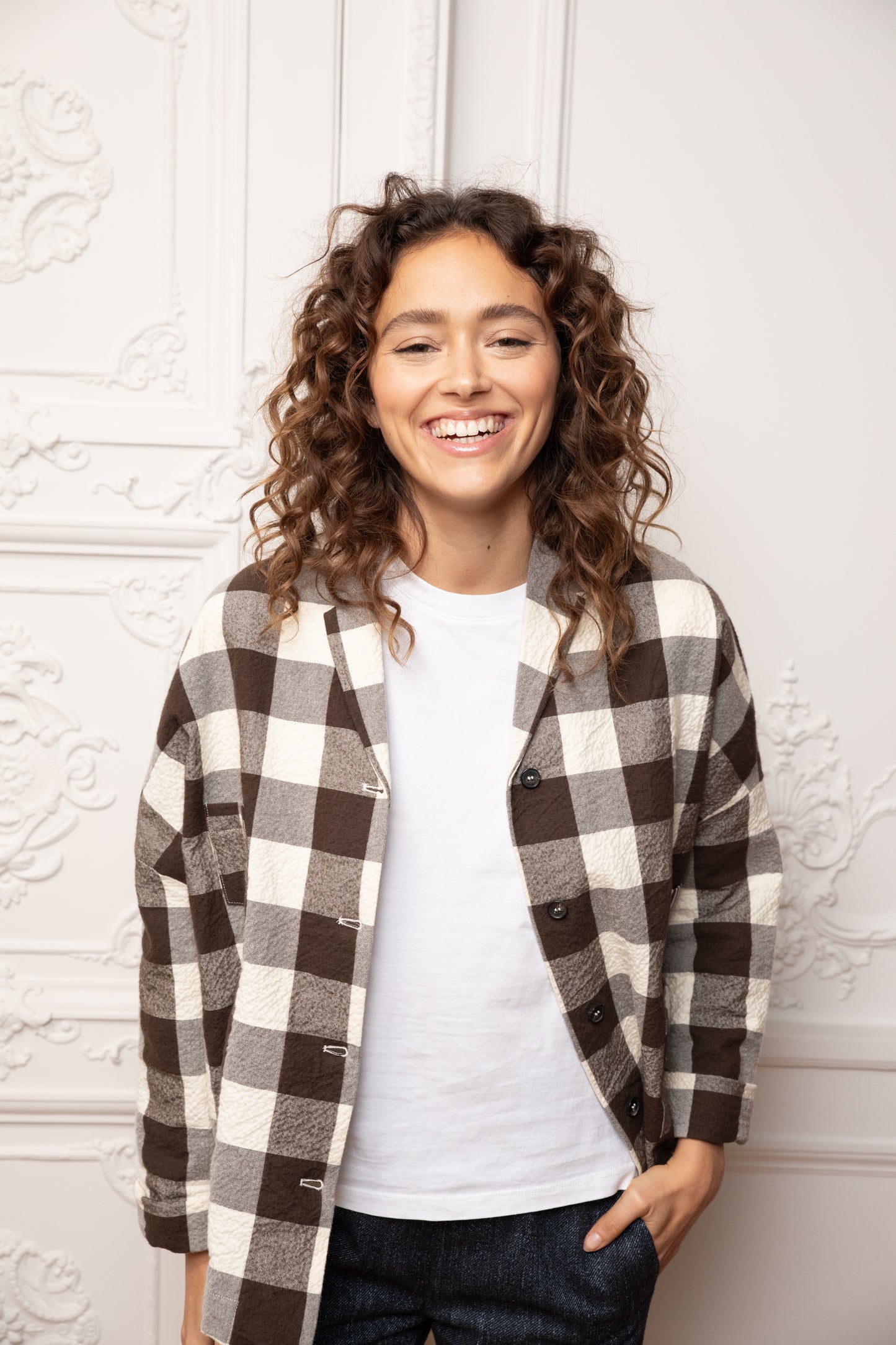 MAXI VICHY JACKET COCOA