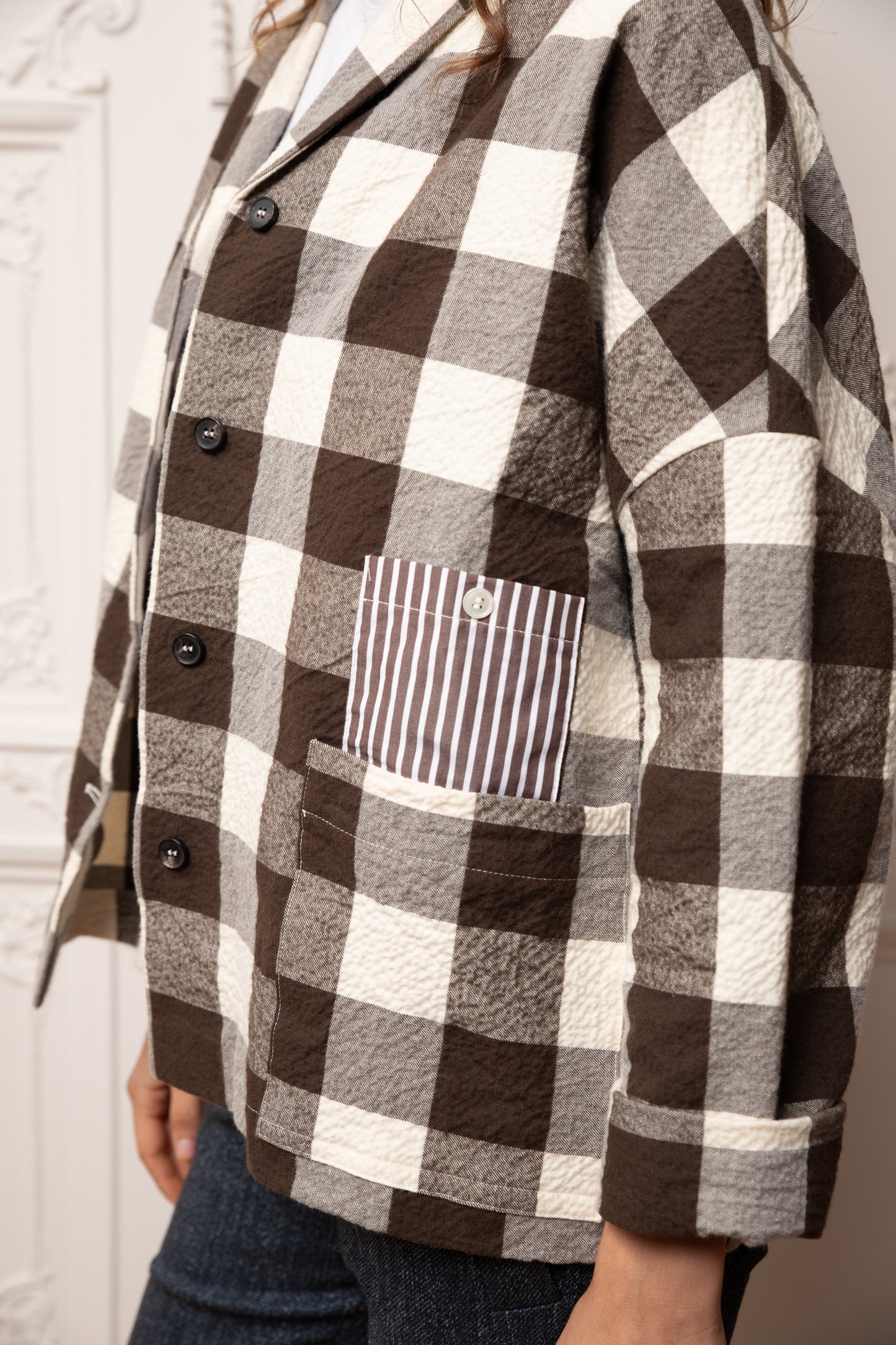 MAXI VICHY JACKET COCOA