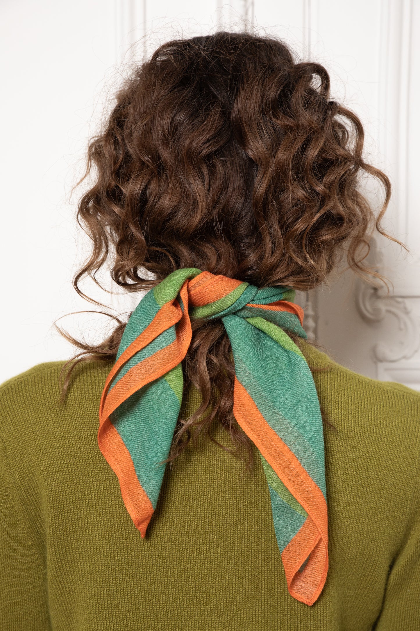STRIPED WOOL BANDANA GREEN