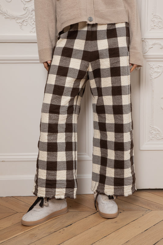 PANTALON MAXI VICHY CHOCO