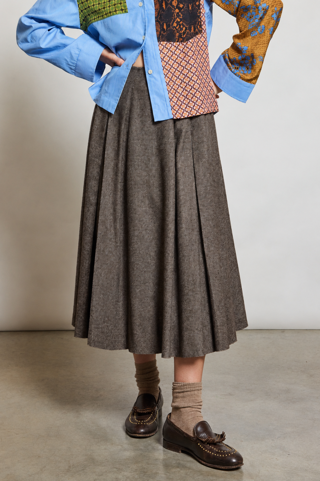FLANNEL SKIRT TAUPE