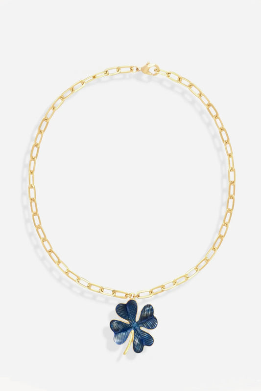 COLLIER TREFLE BLEU