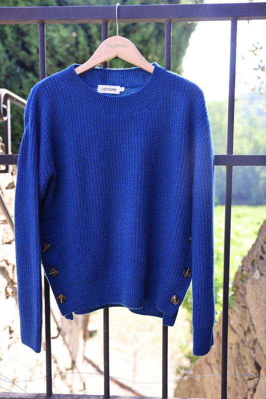 SIDE BUTTONED CASHMERE SWEATER