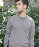 PULL COL V CACHEMIRE TAUPE