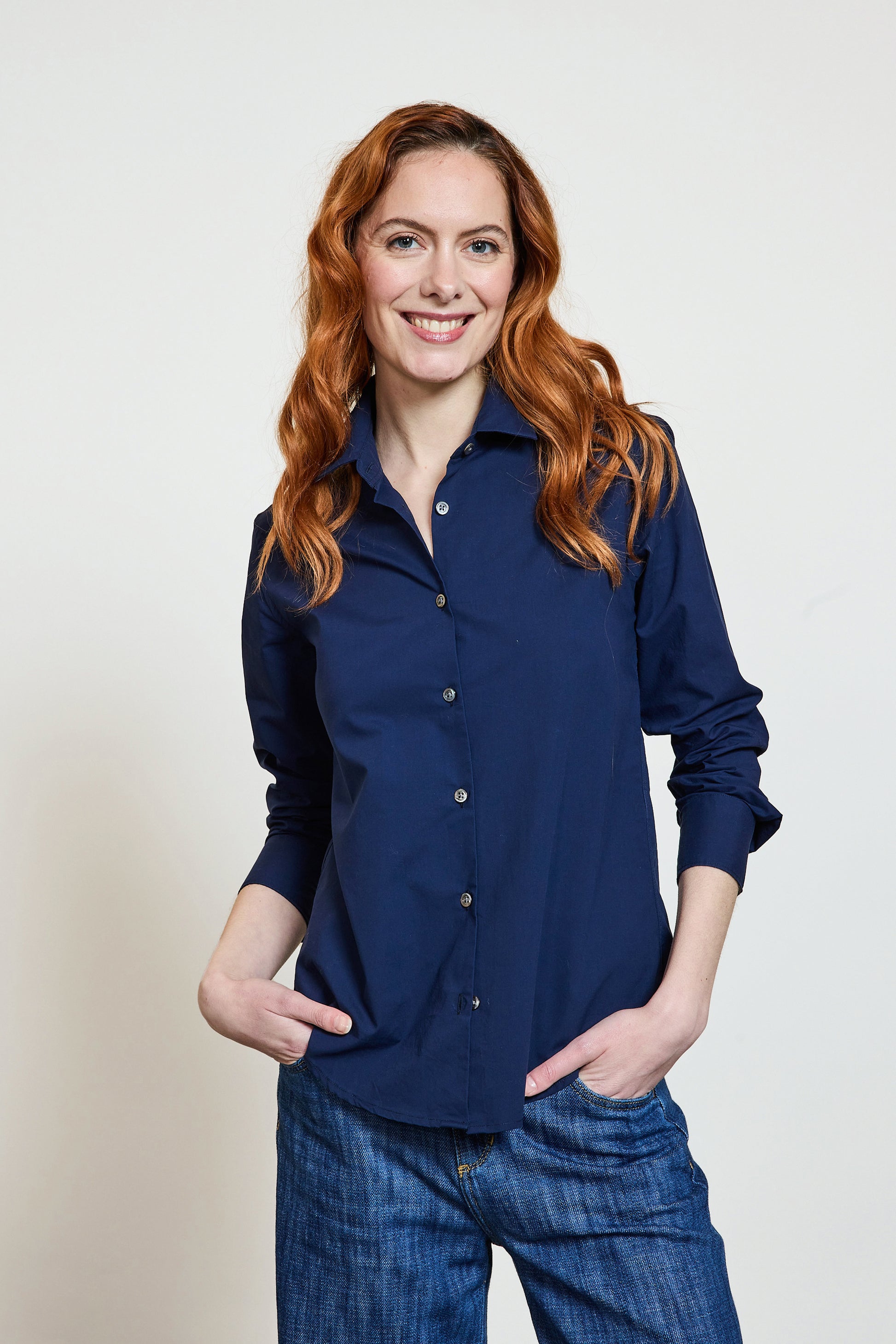 STRETCH CAPRI SHIRT NAVY – Victoire Paris - Main Image