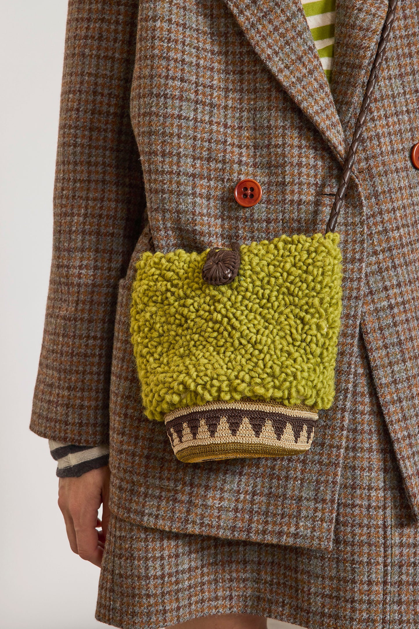 STRIPED BUCKET BAG GREEN